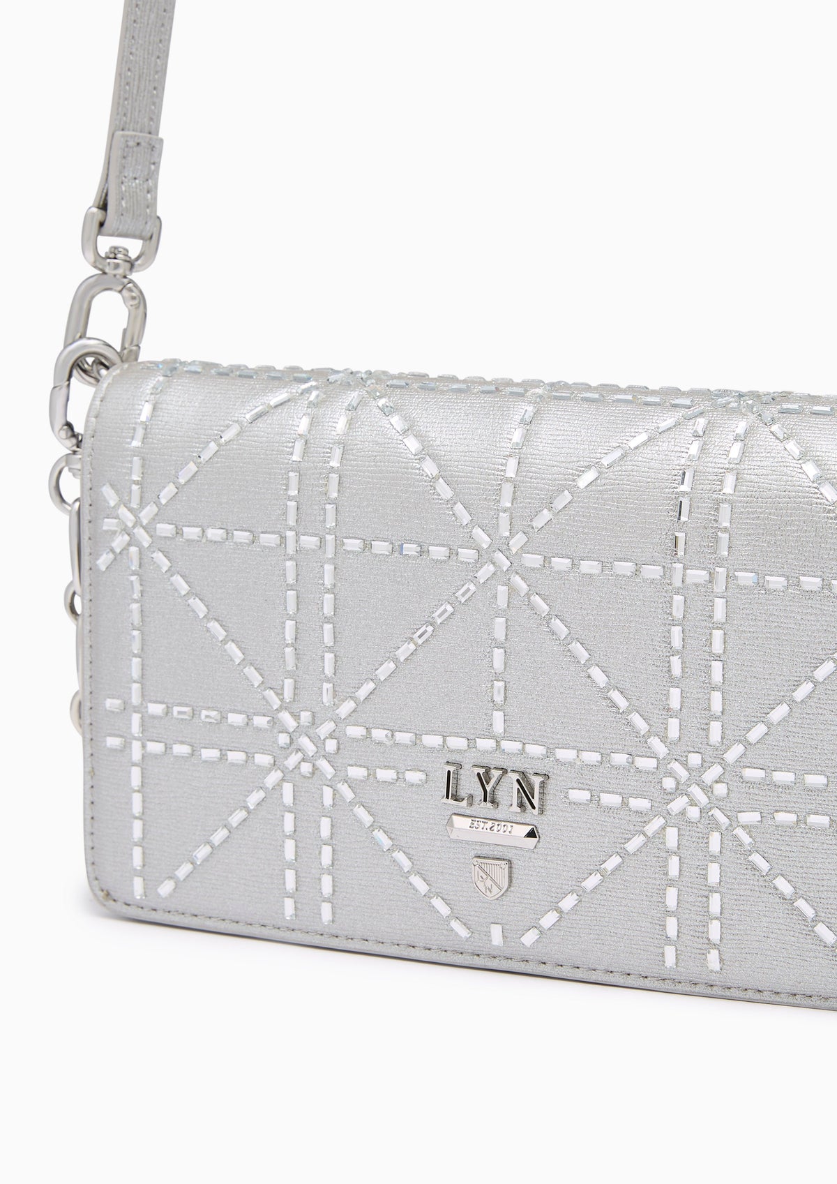 Re-Edit Crystal Long  Wallets On Chain - Glitter Silver