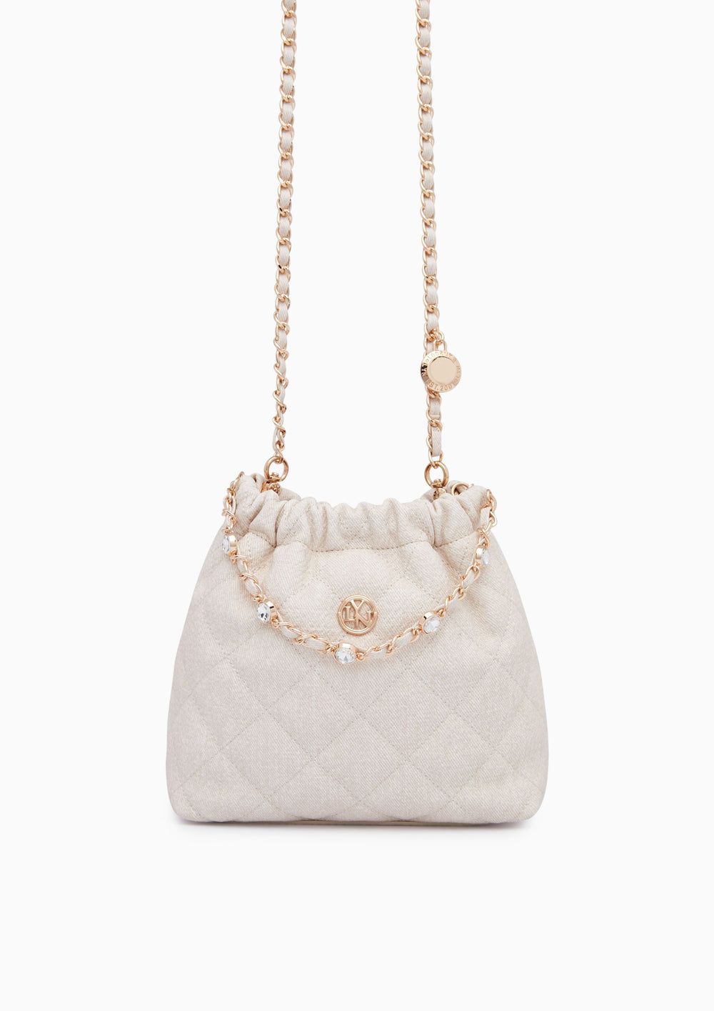 Fontia Mini Denim Shoulder Bag - Beige