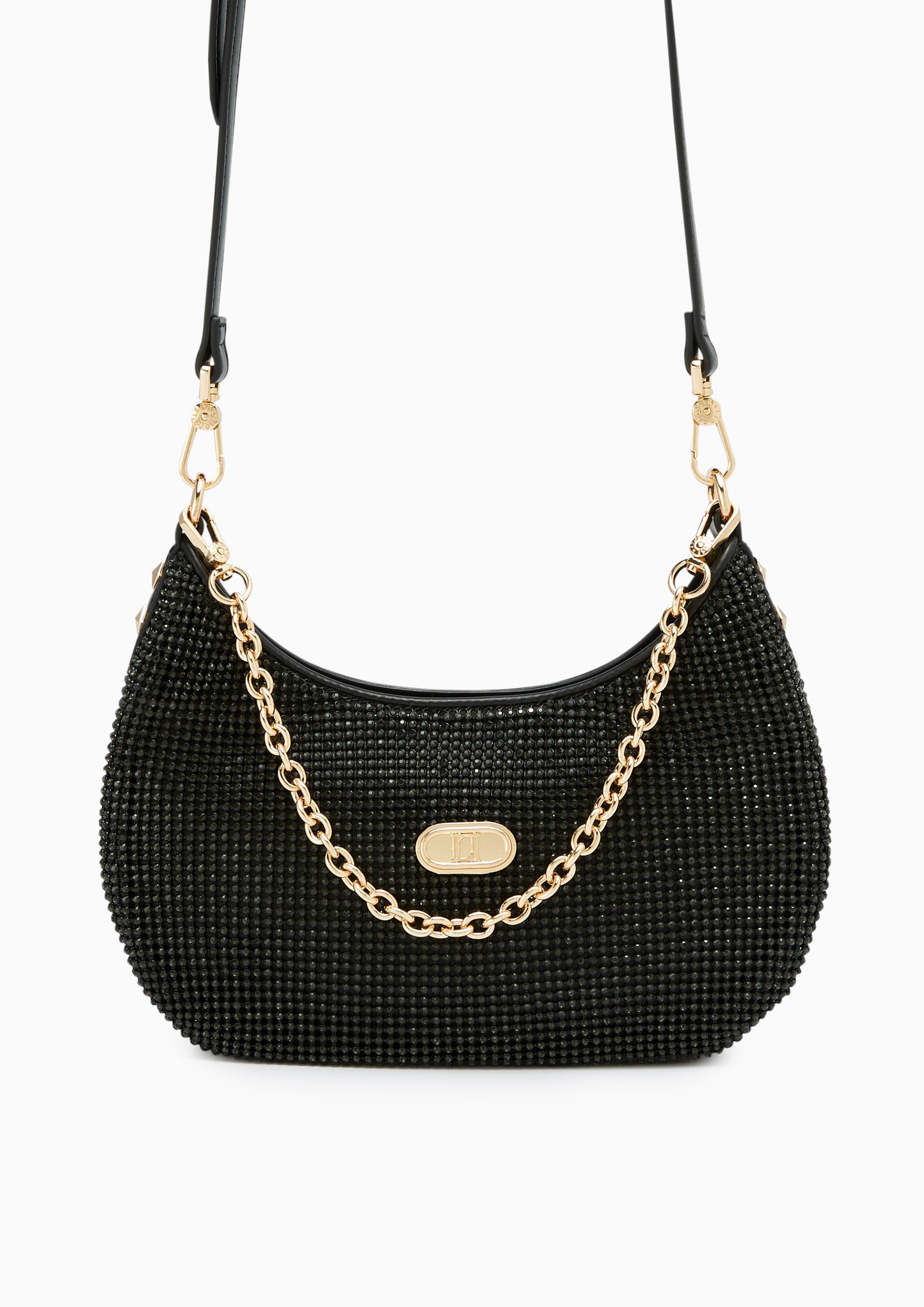 Cheri S Crystal Shoulder Bag - Black