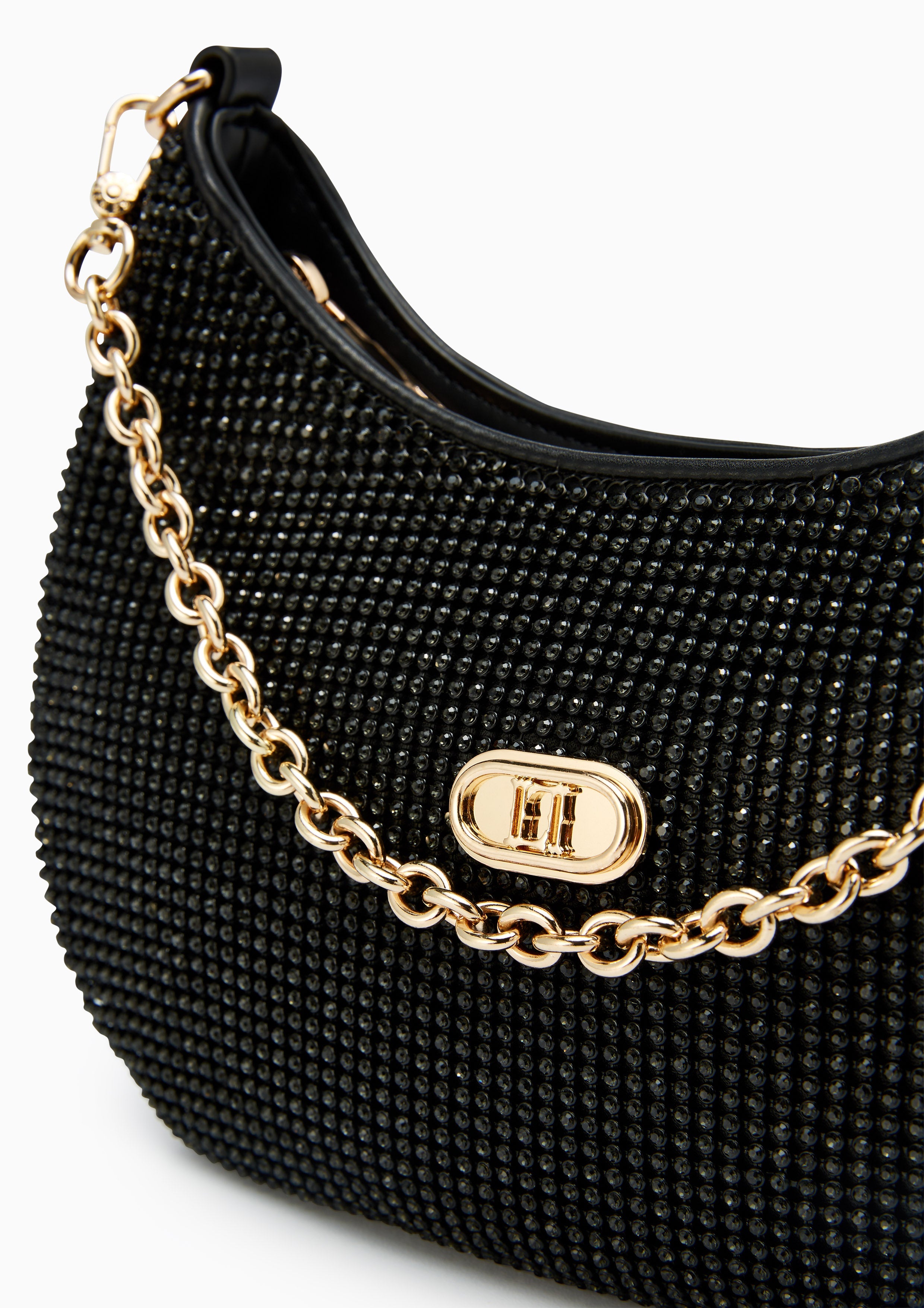 Cheri S Crystal Shoulder Bag - Black