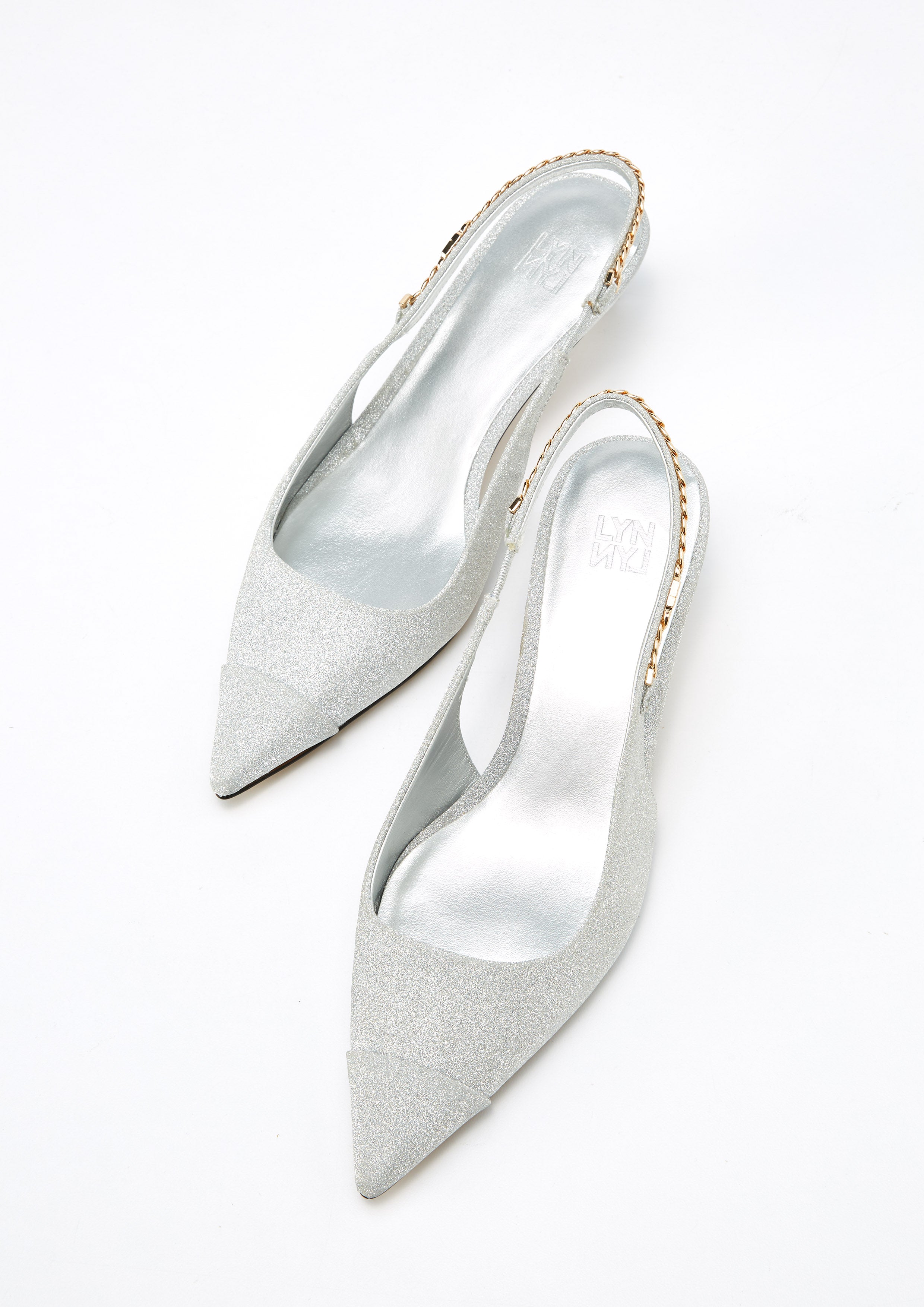 Chilly Slingback Heels - Glitter Silver