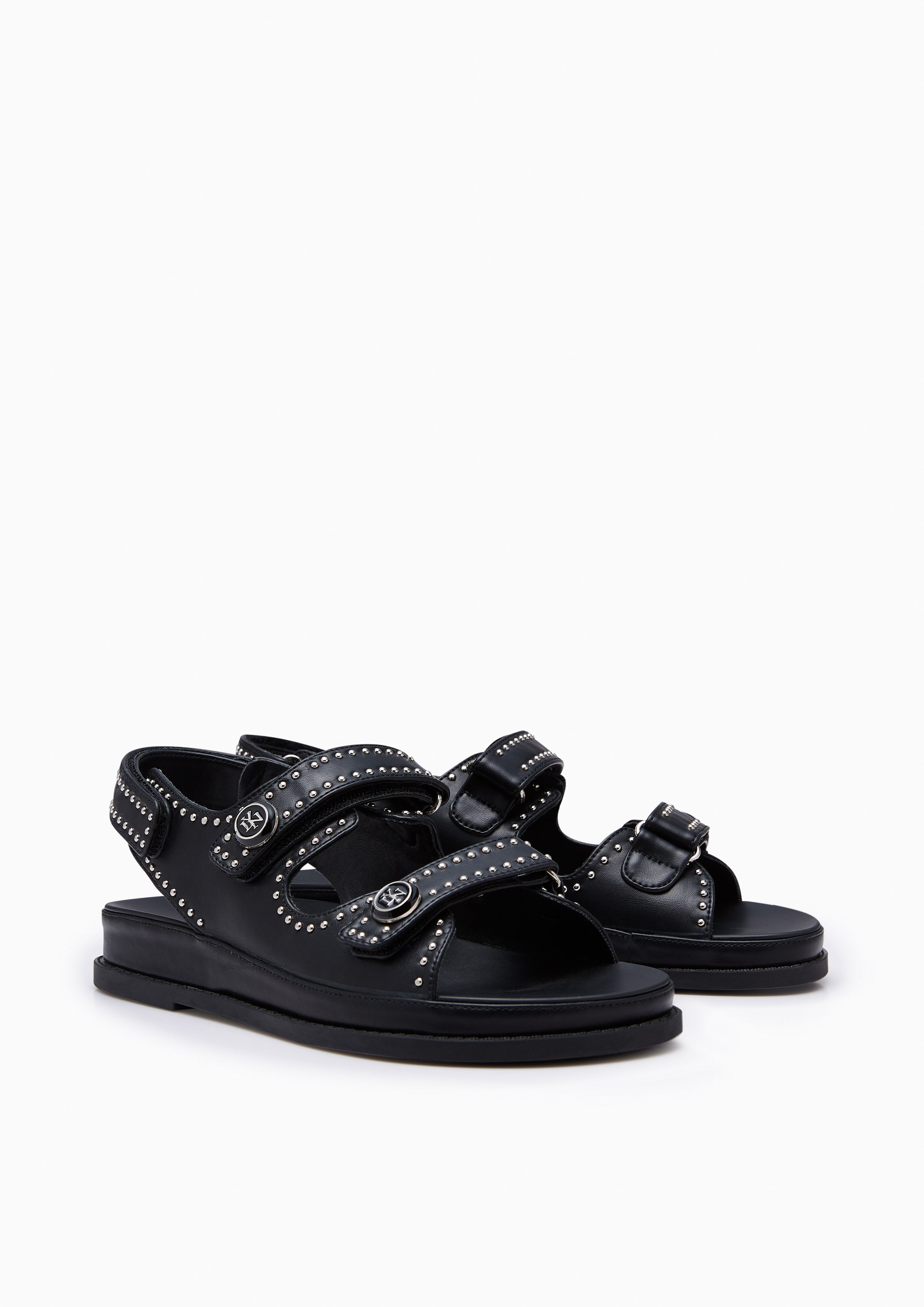 Lexi Stud Flats And Sandals - Black