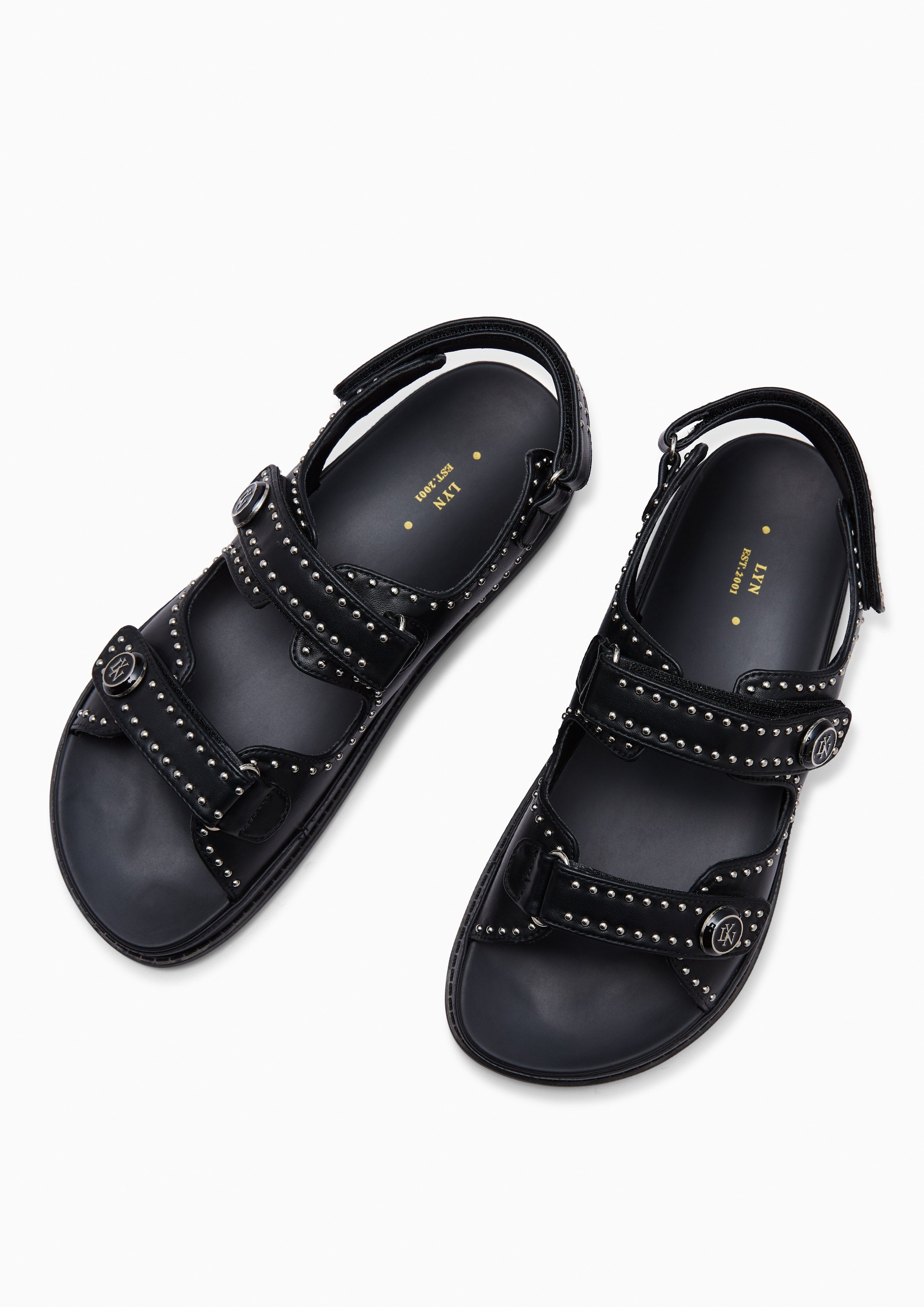 Lexi Stud Flats And Sandals - Black