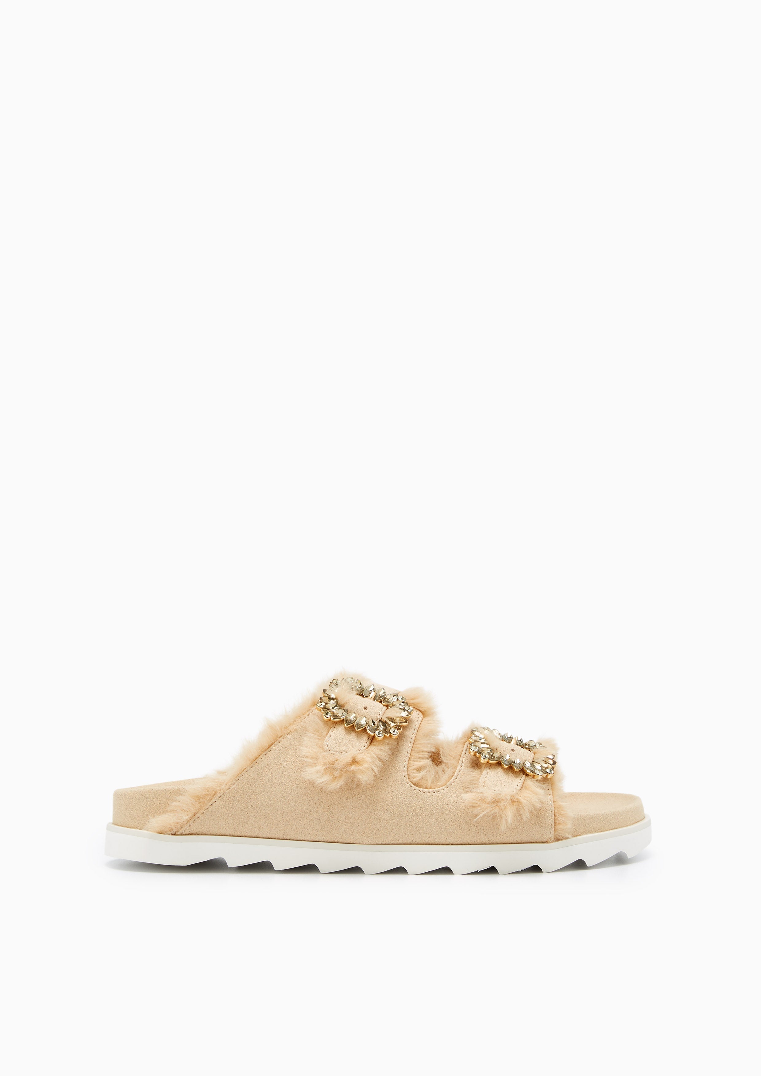 Veeni Furry Flats And Sandals - Beige