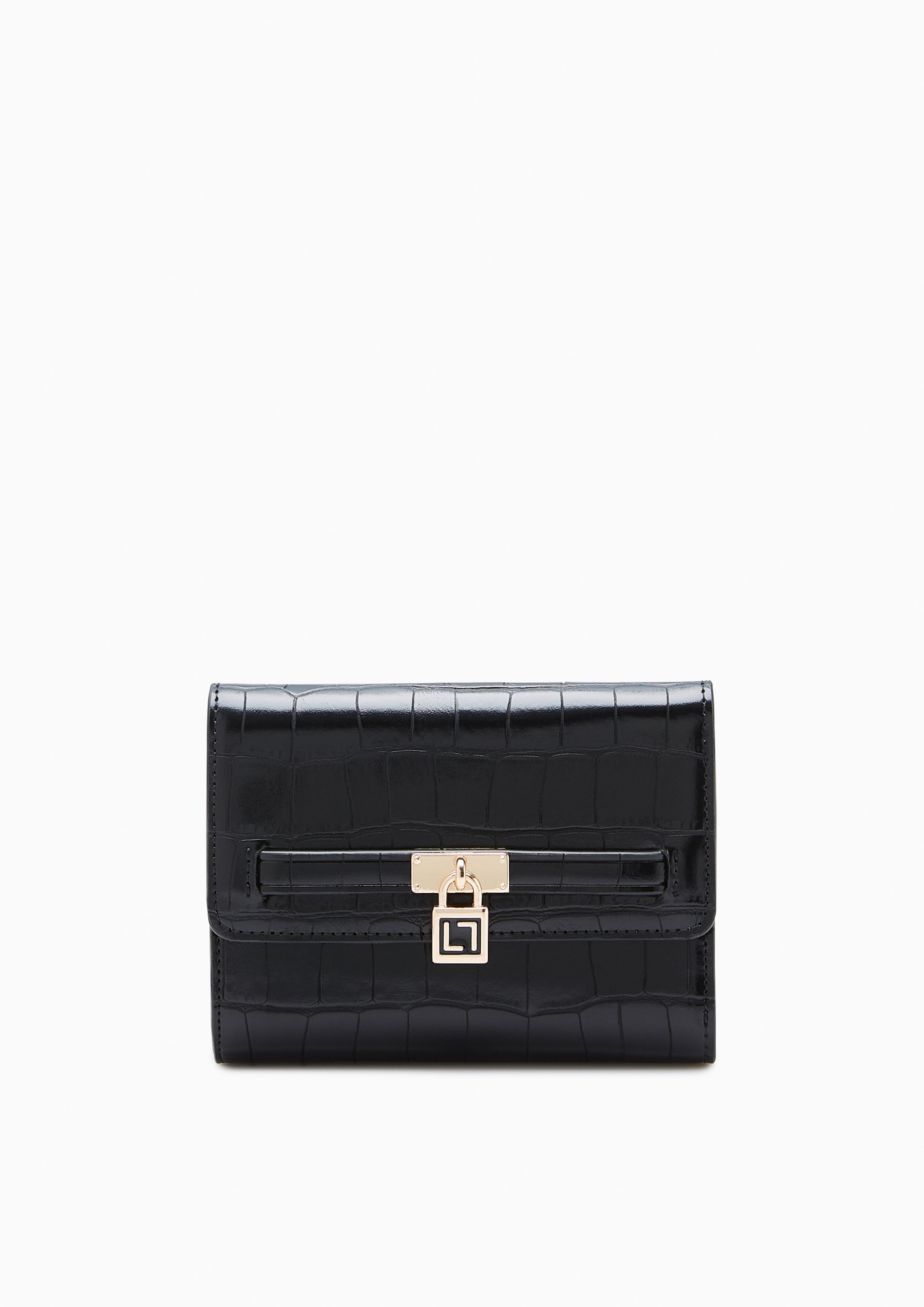 Venus Croco Short Wallets - Black