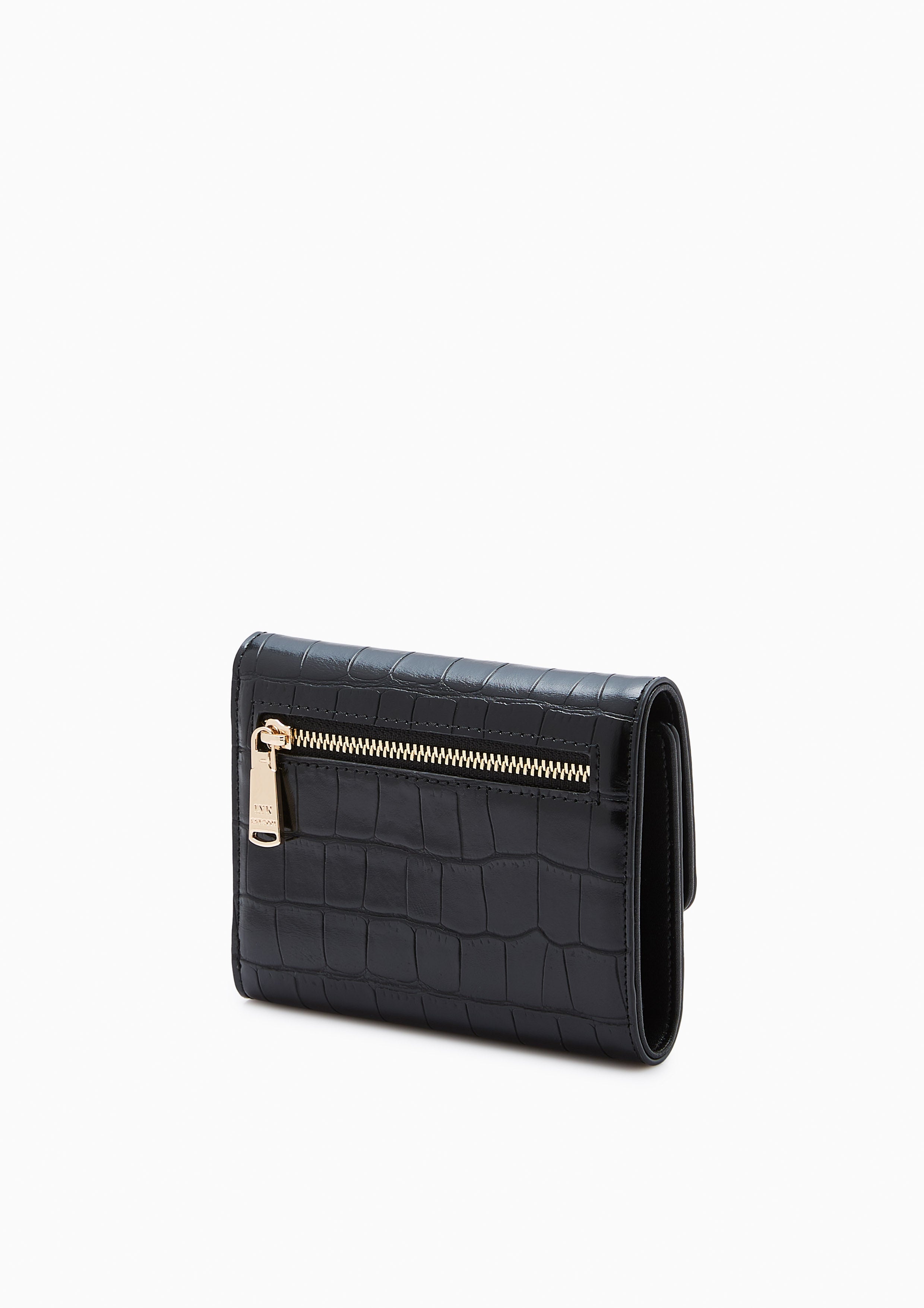 Venus Croco Short Wallets - Black