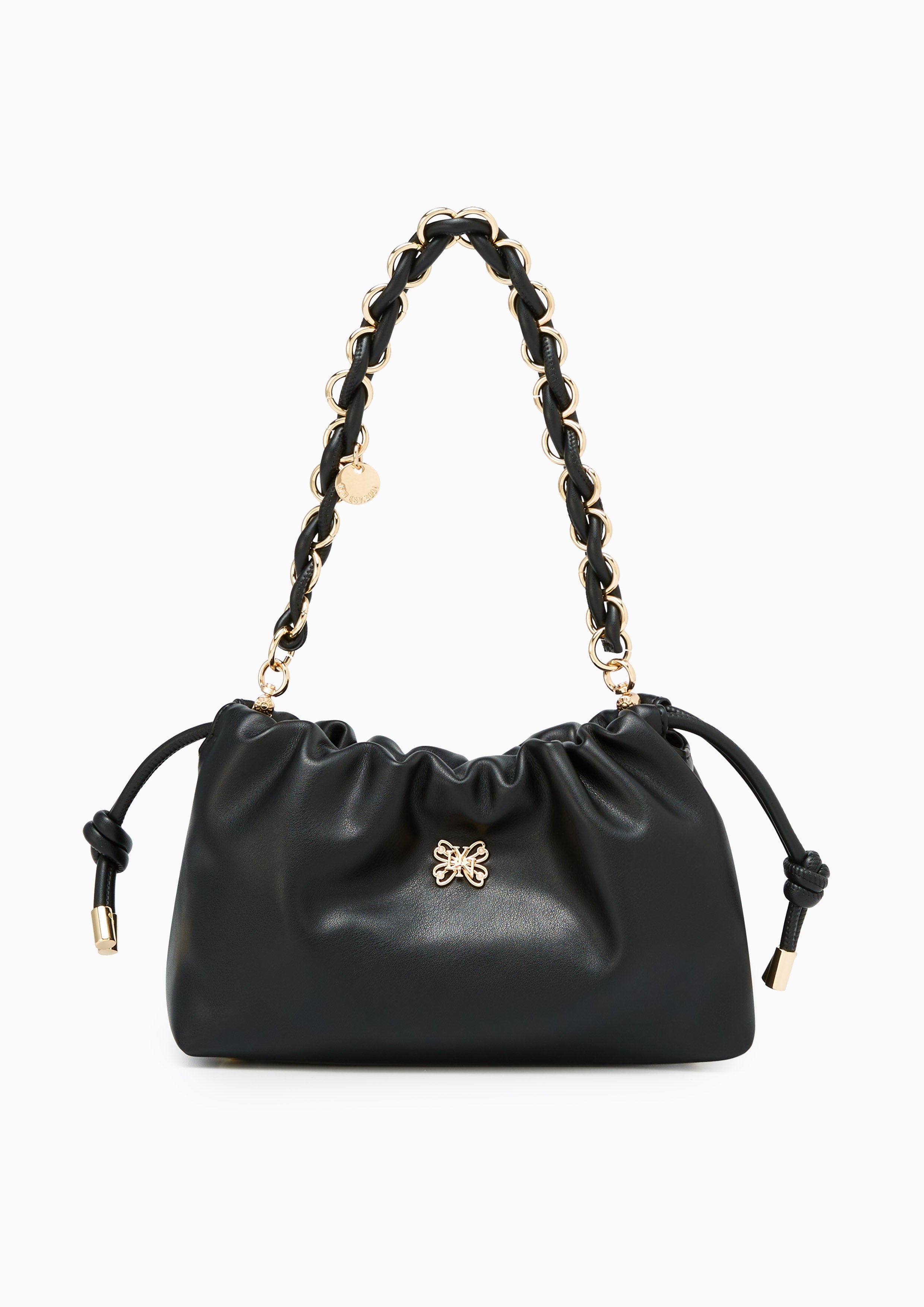 Floaty Drawstring  Shoulder Bag - Black