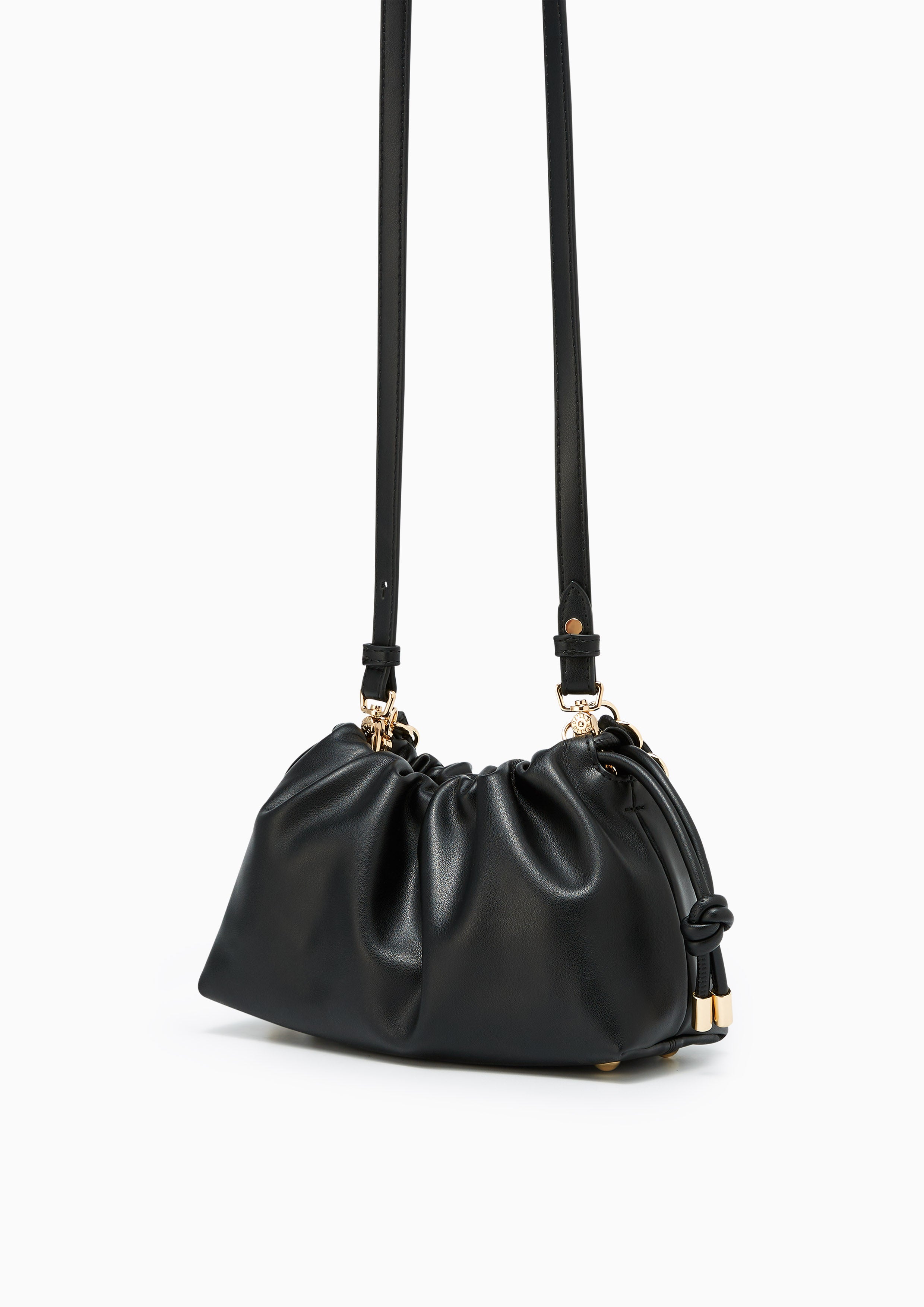 Floaty Drawstring  Shoulder Bag - Black