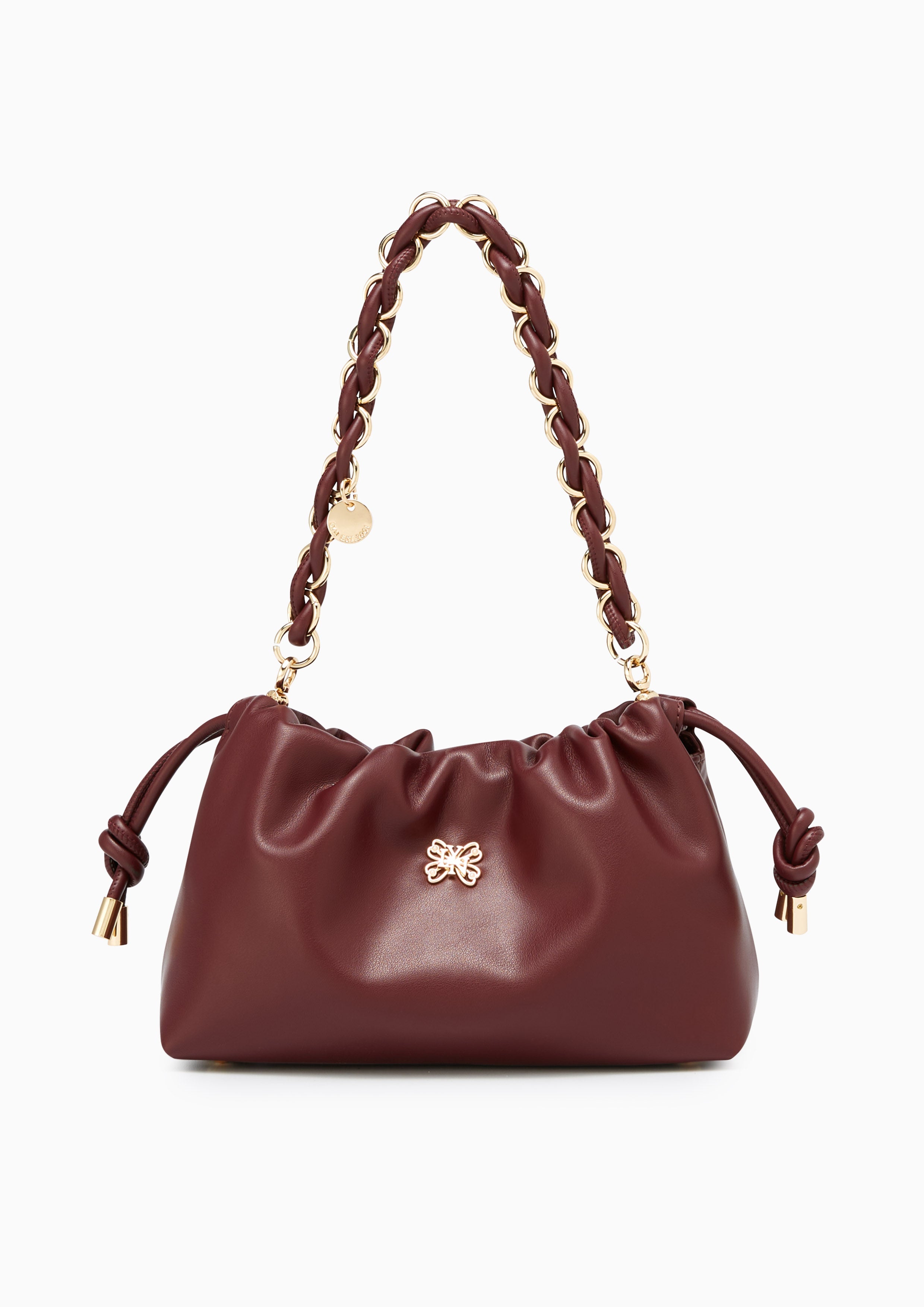 Floaty Drawstring  Shoulder Bag - Dark Red