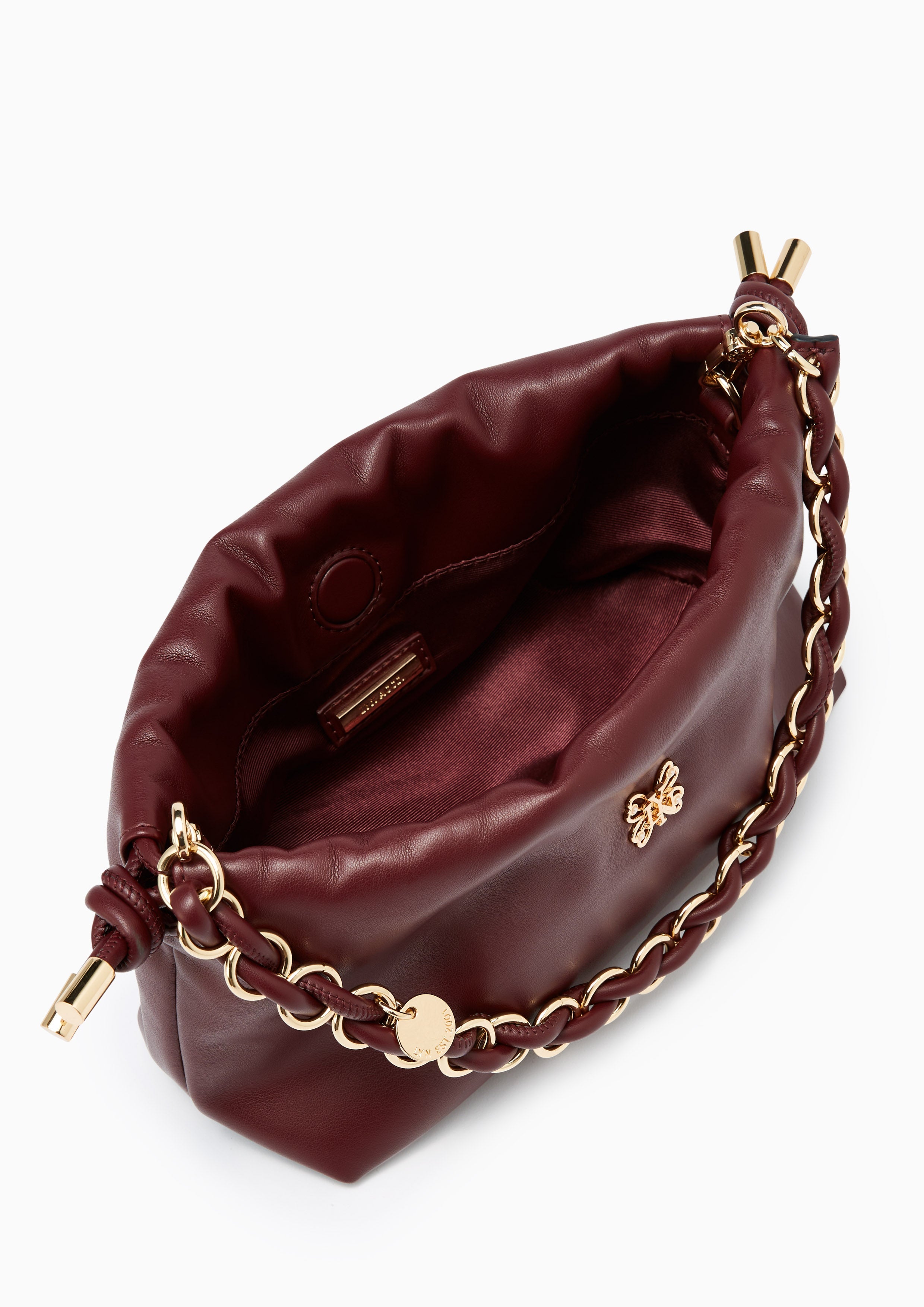 Floaty Drawstring  Shoulder Bag - Dark Red