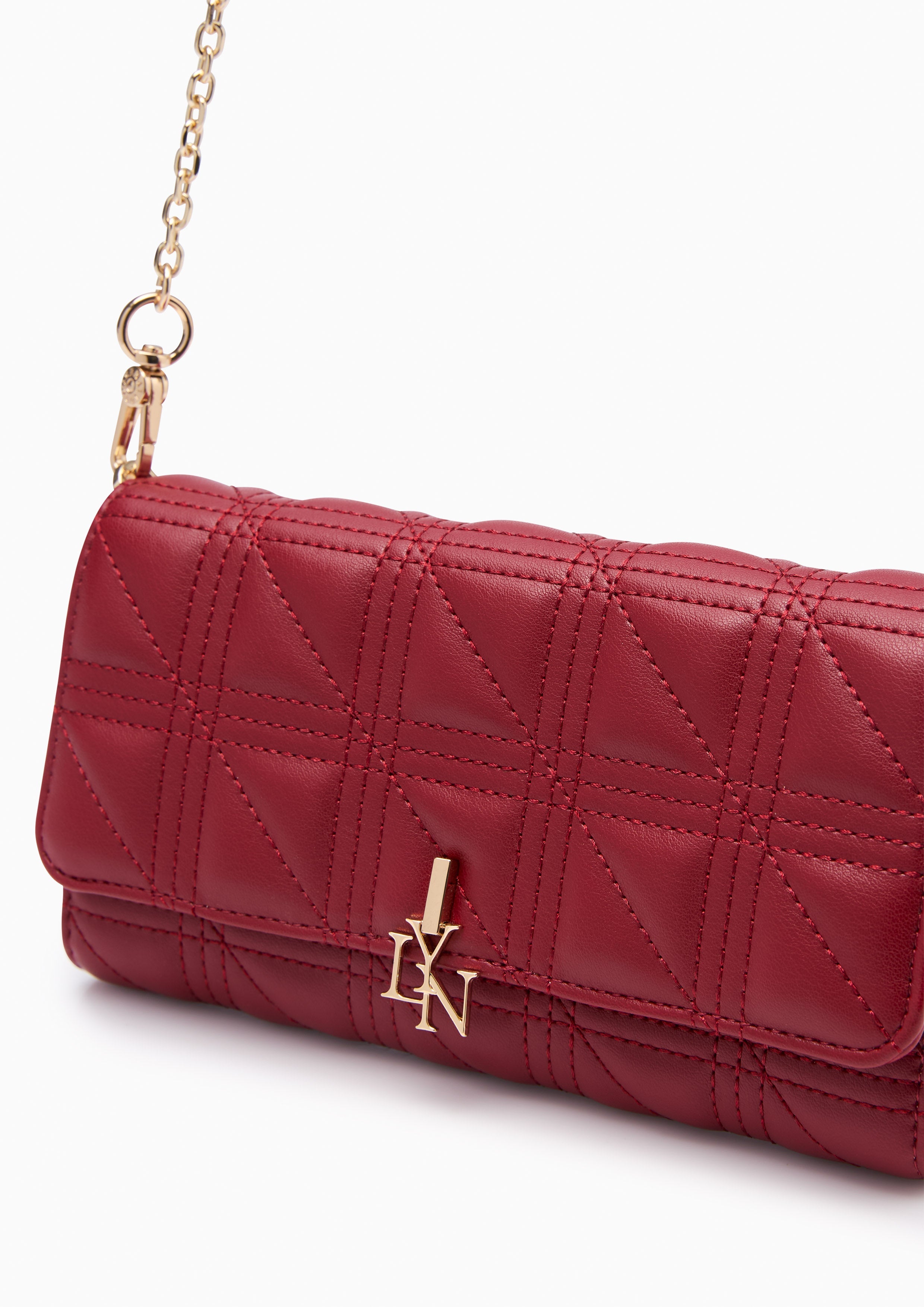 Aurelia Long Wallets On Chain - Dark Red