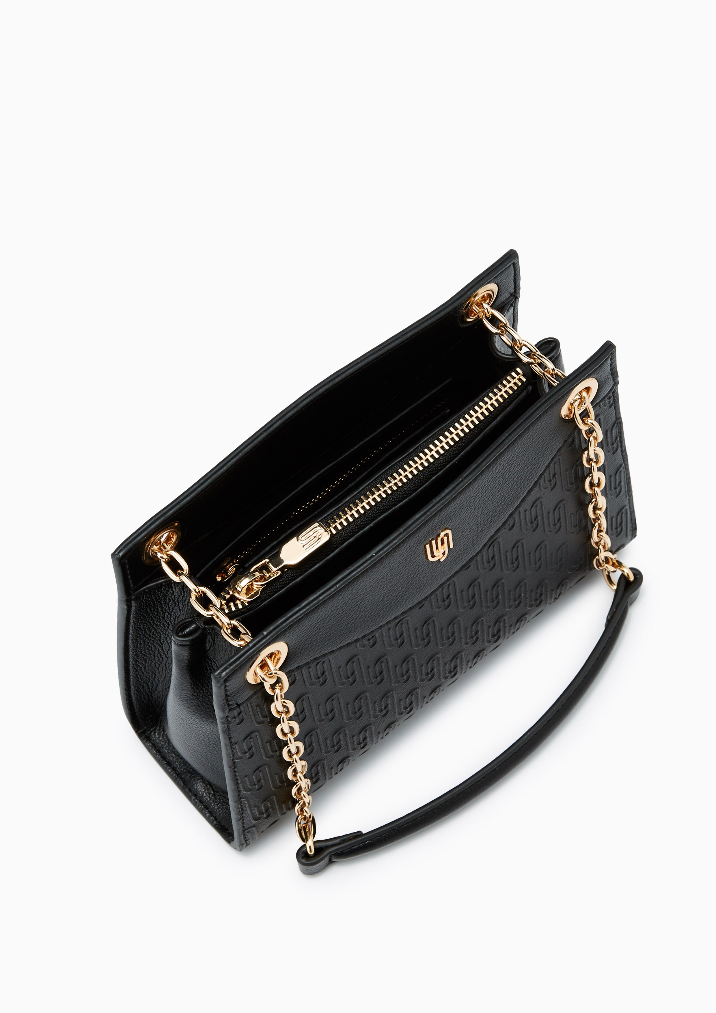 Monica Infinite Embossed S Shoulder Bag - Black