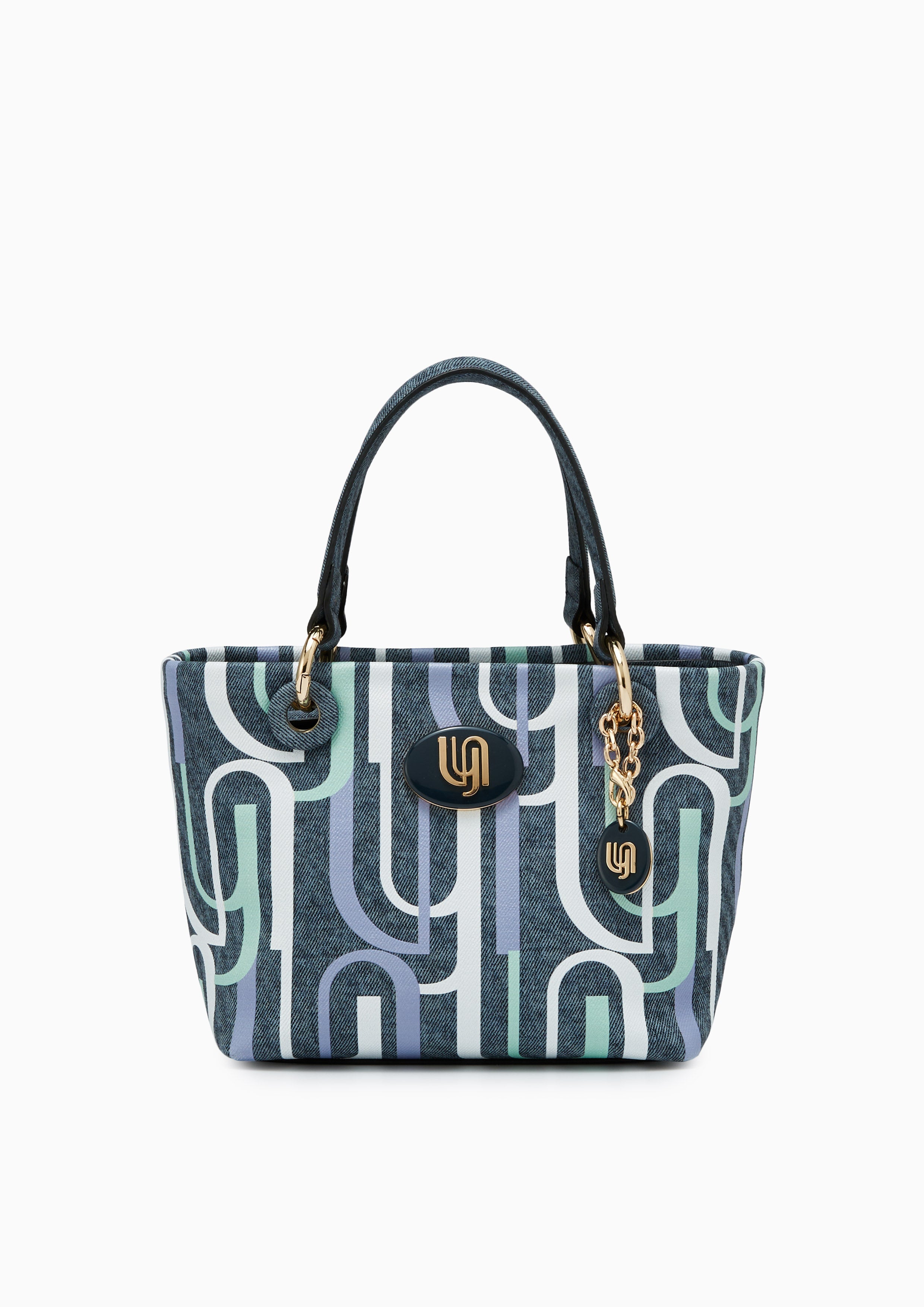 Bruna Infinite Denim S Tote Bag - Printed Blue Variation 2