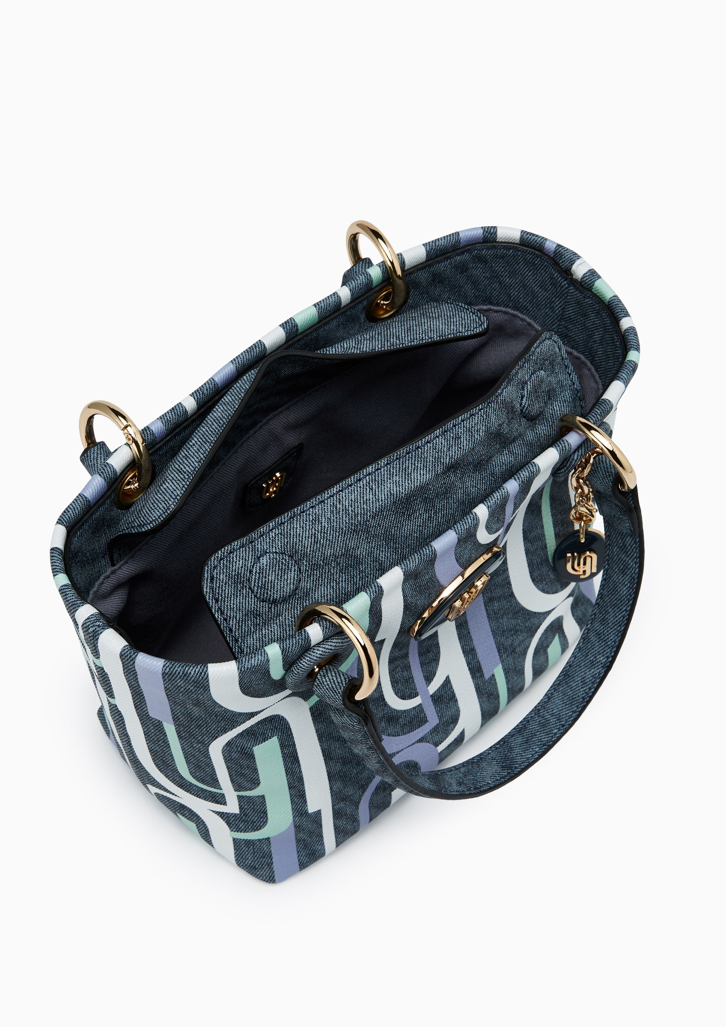 Bruna Infinite Denim S Tote Bag - Printed Blue Variation 2