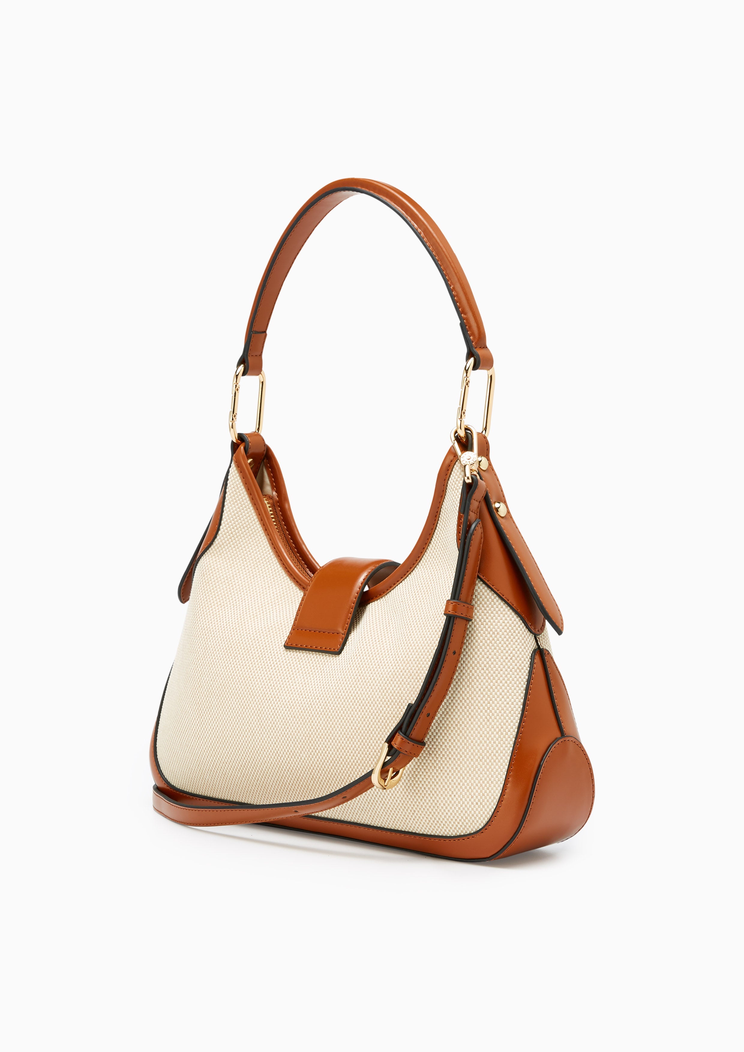 Riva Hobo Canvas Shoulder Bag - Tan