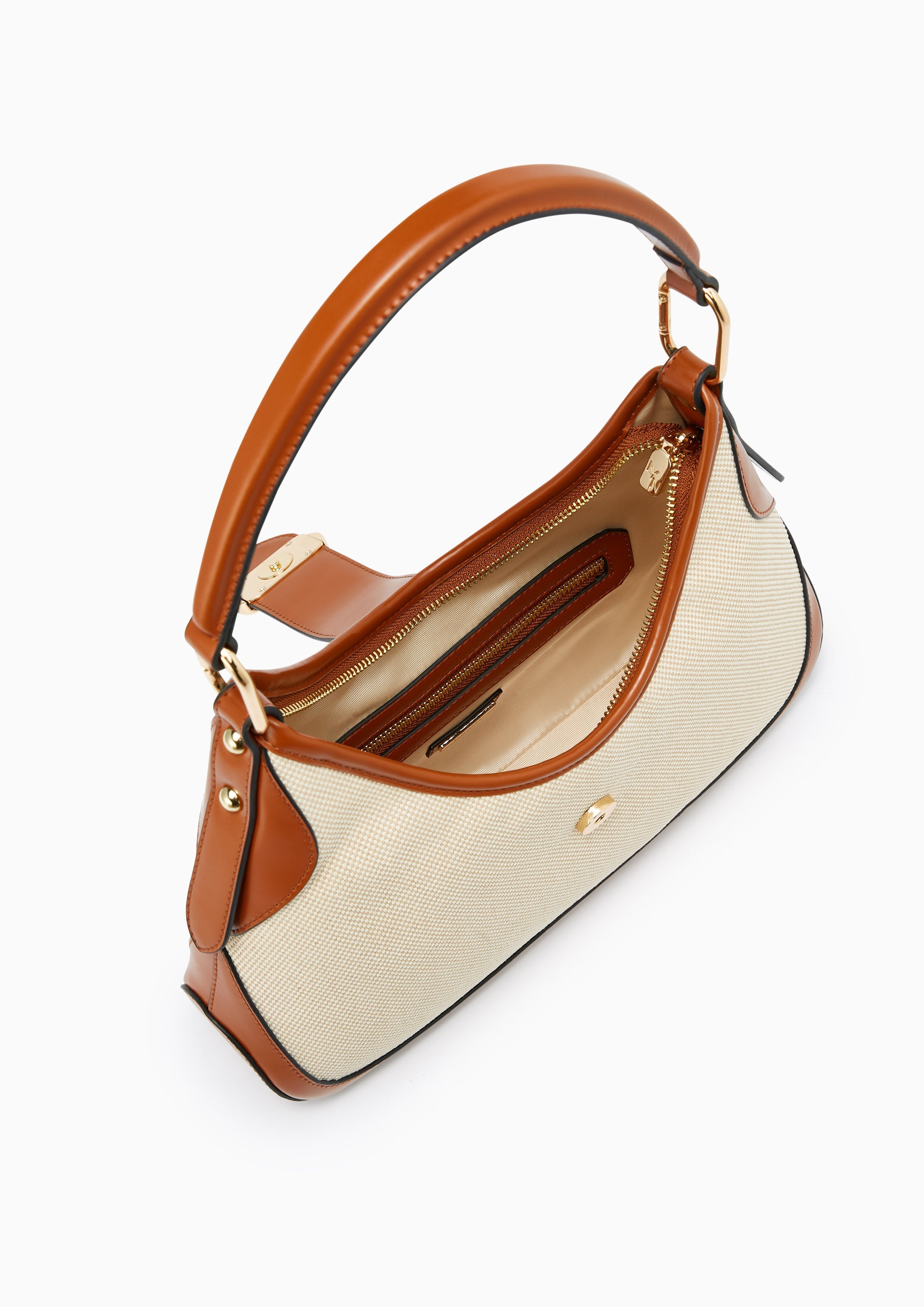 Riva Hobo Canvas Shoulder Bag - Tan