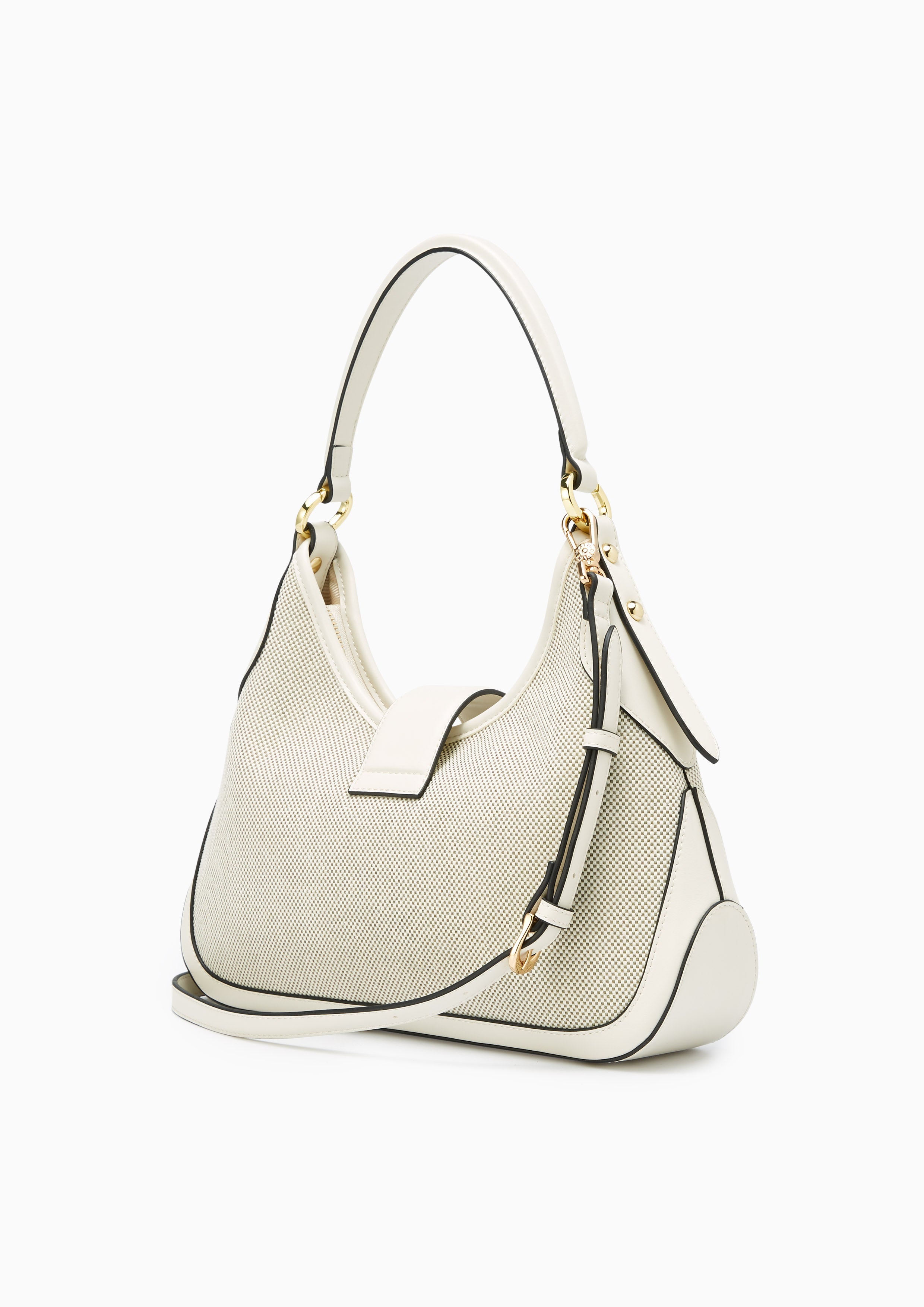 Riva Hobo Canvas Shoulder Bag - Ivory