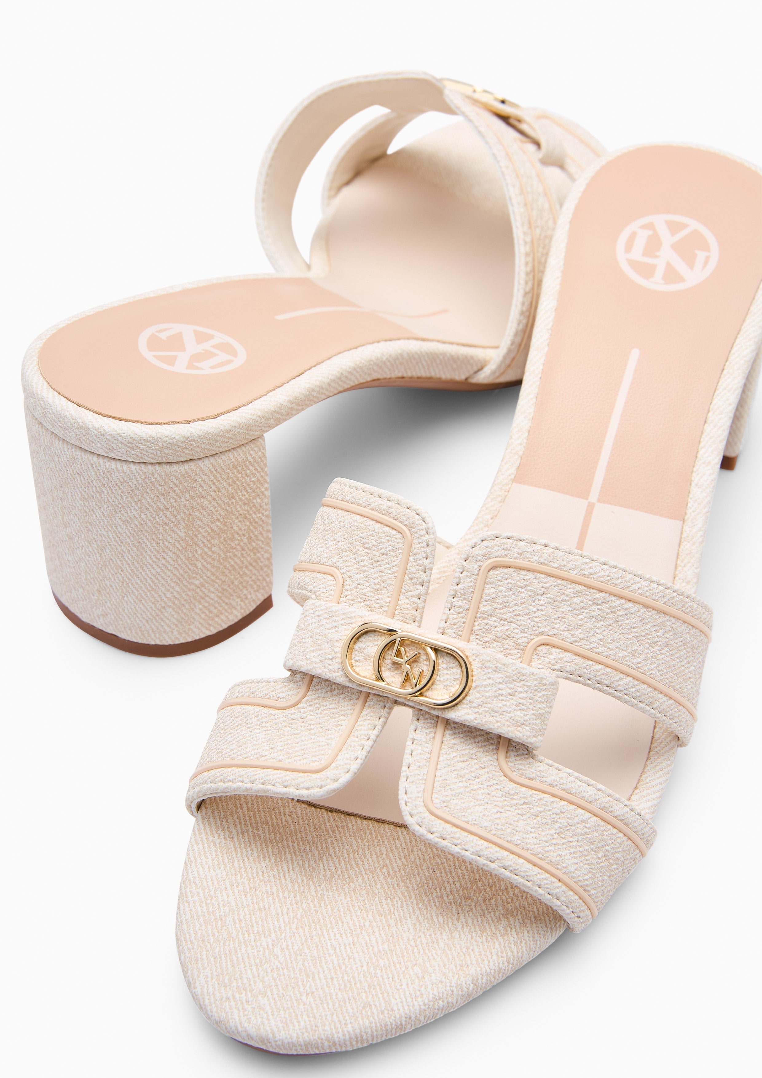 Hey Mid Denim Flats And Sandals - Biege Variation 2