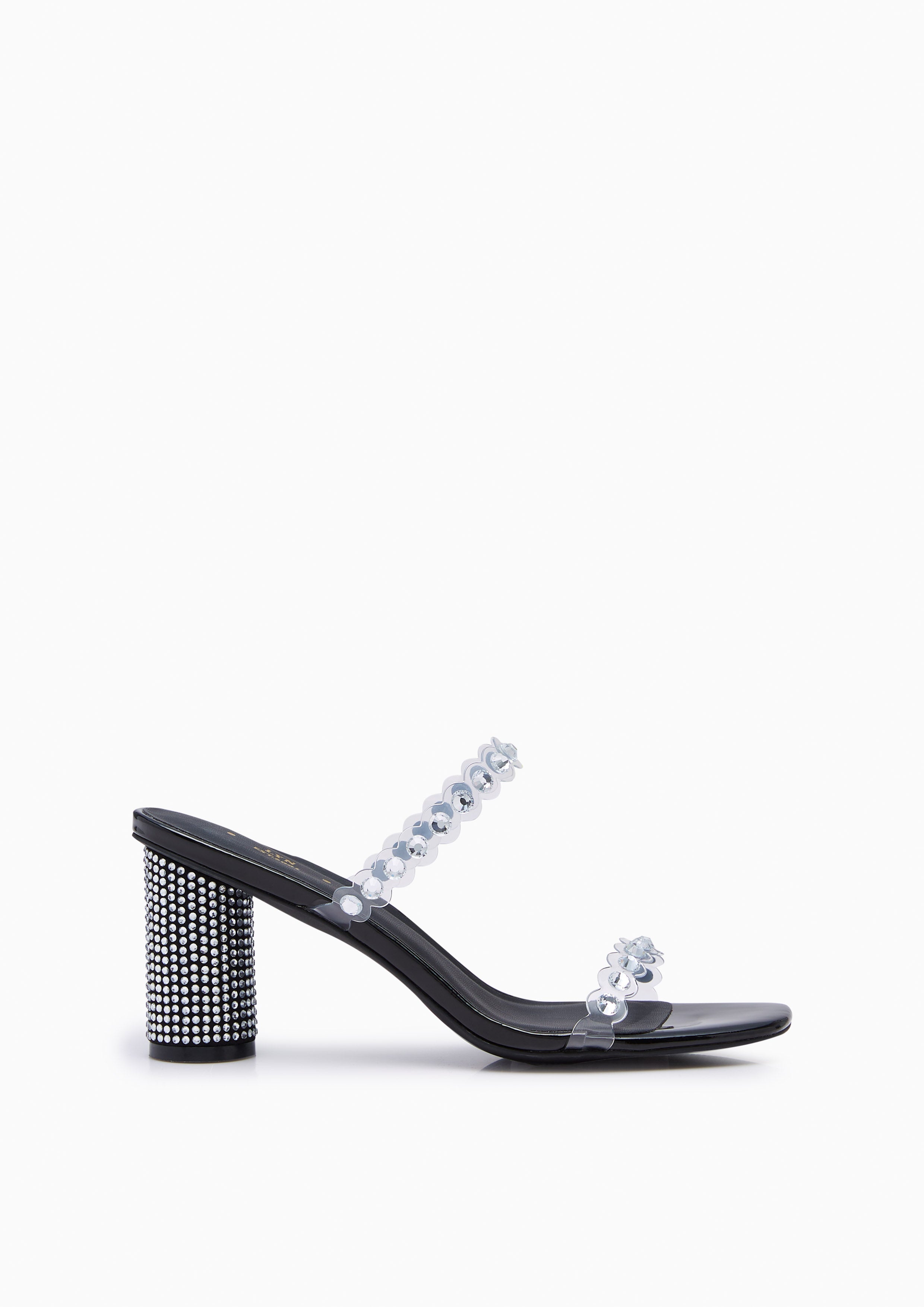 Halina Clear Crystal Heels - Black