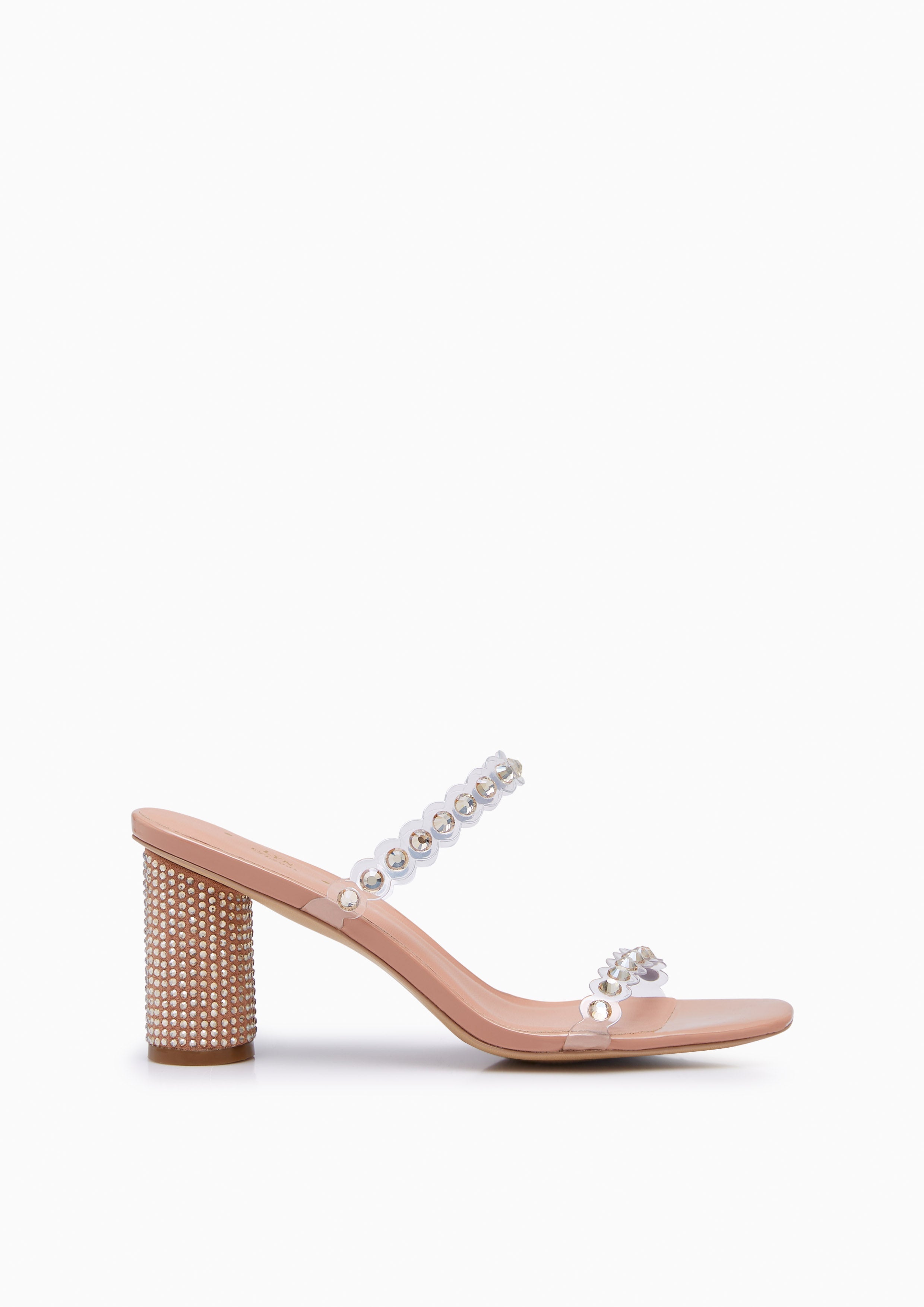 Halina Clear Crystal Heels - Caramel