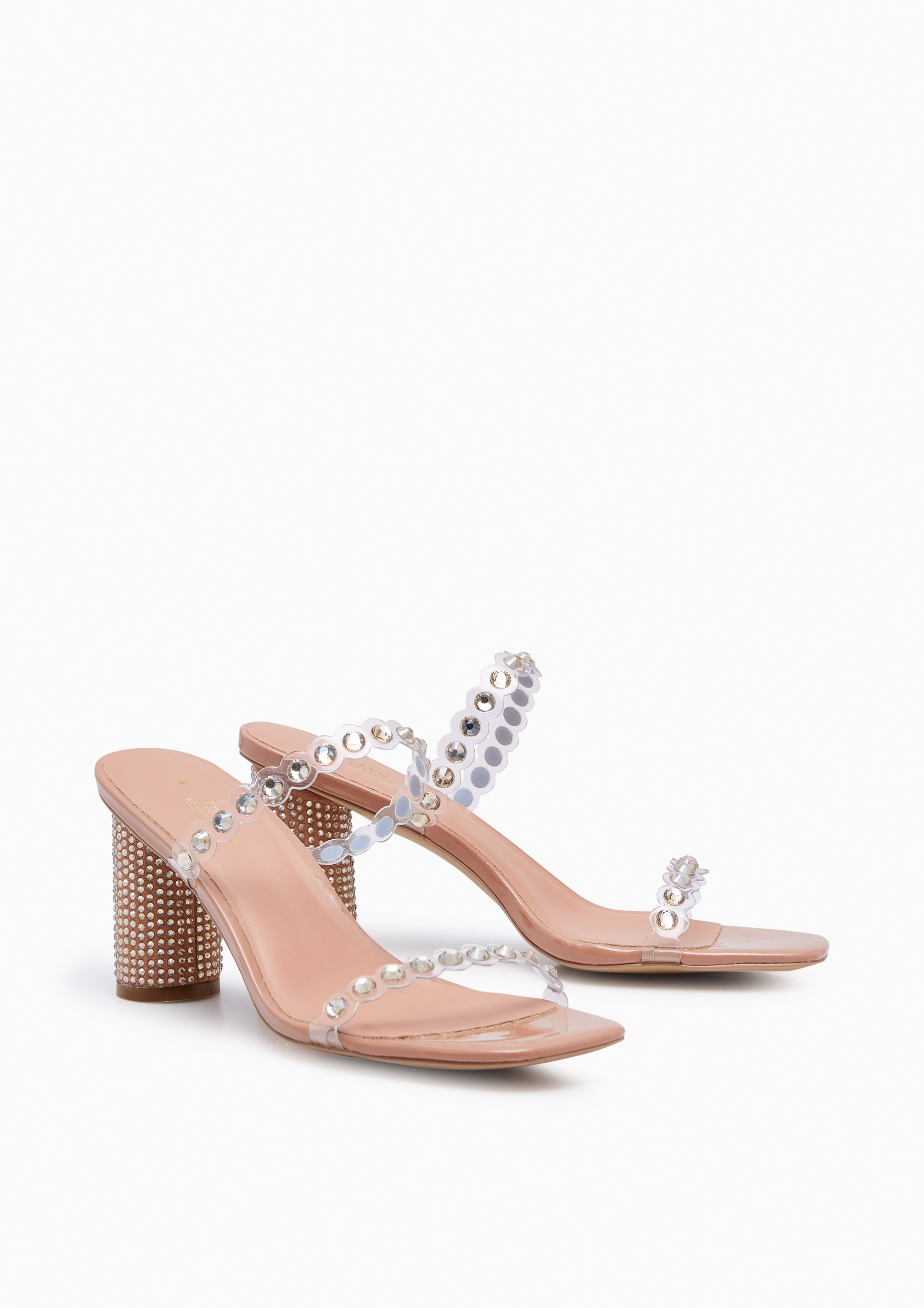 Halina Clear Crystal Heels - Caramel