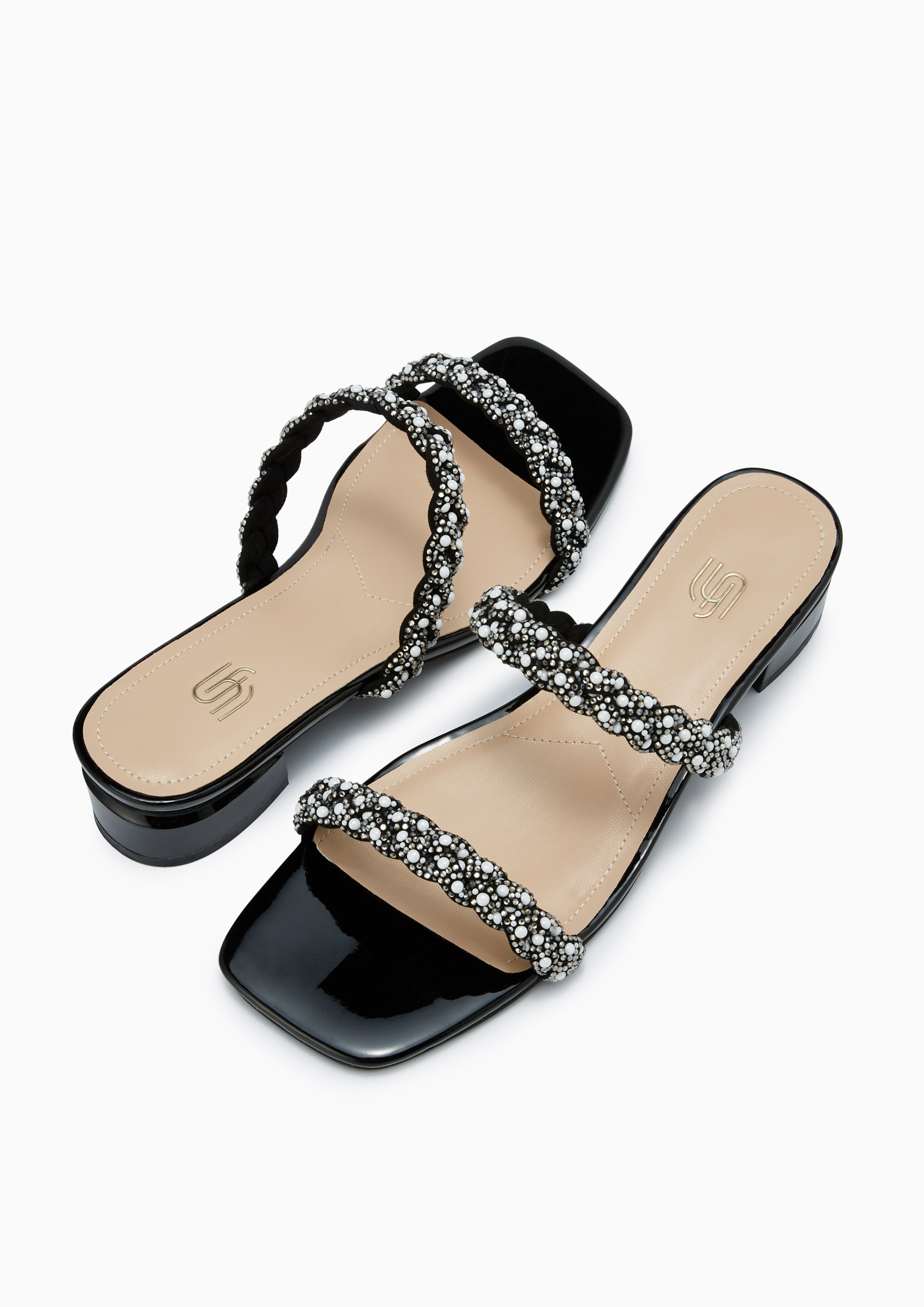 Promise Pearl Infinite Flats And Sandals - Black