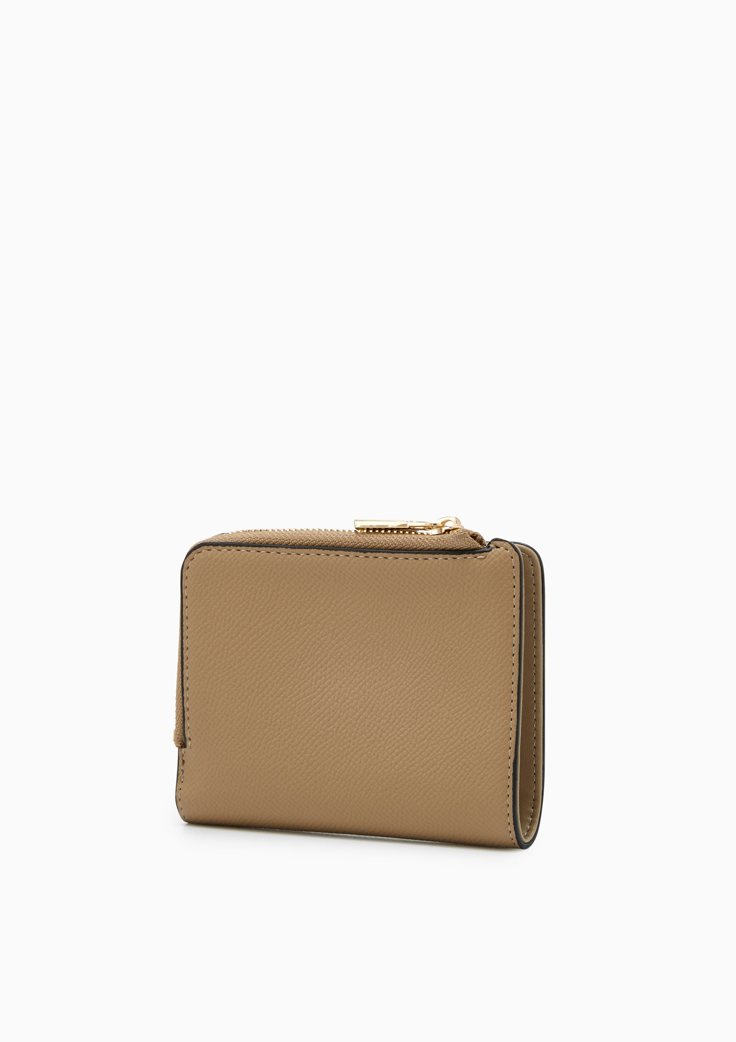 Double Zip Short Wallet - Beige