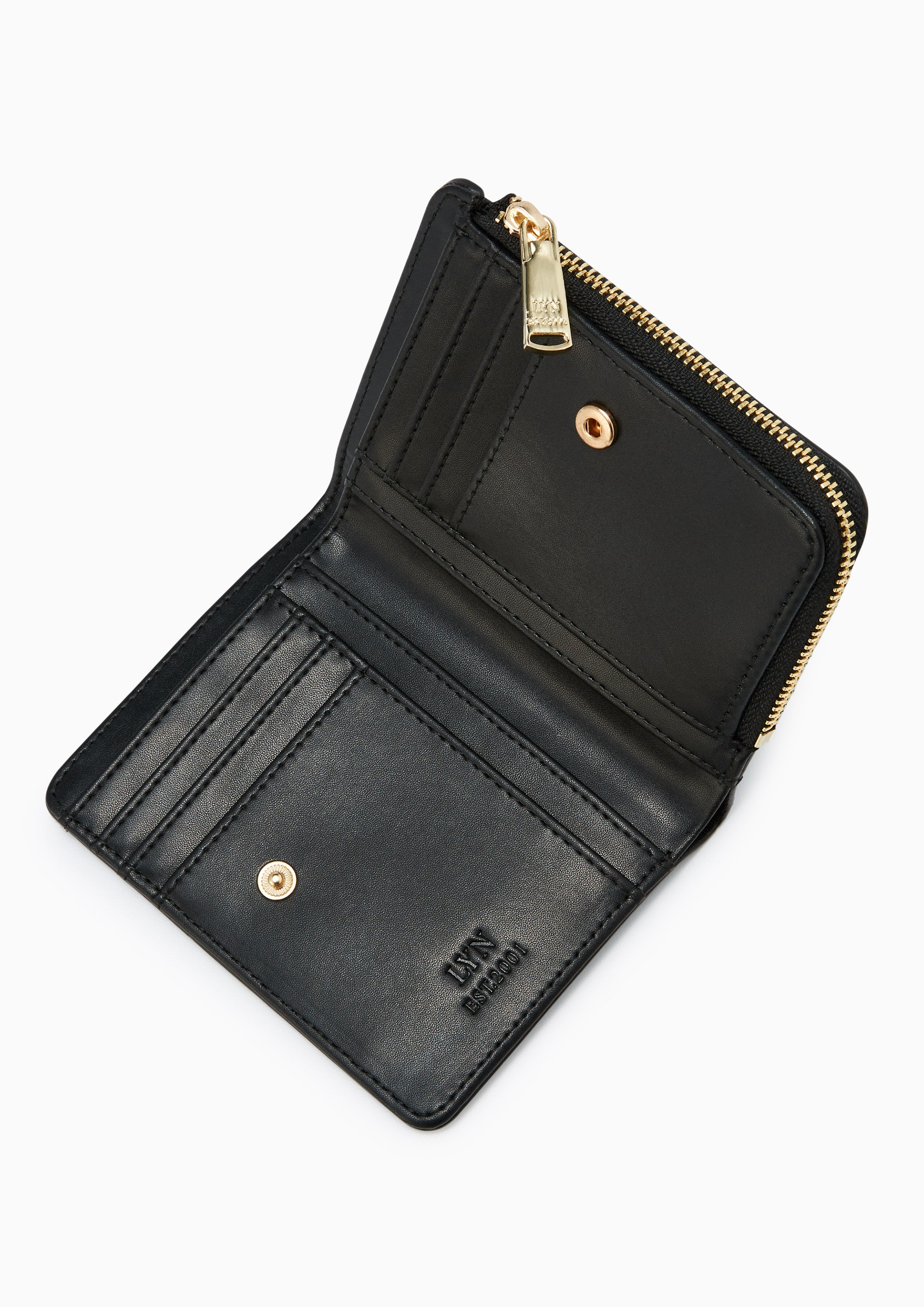 Double Zip Short Wallet - Black