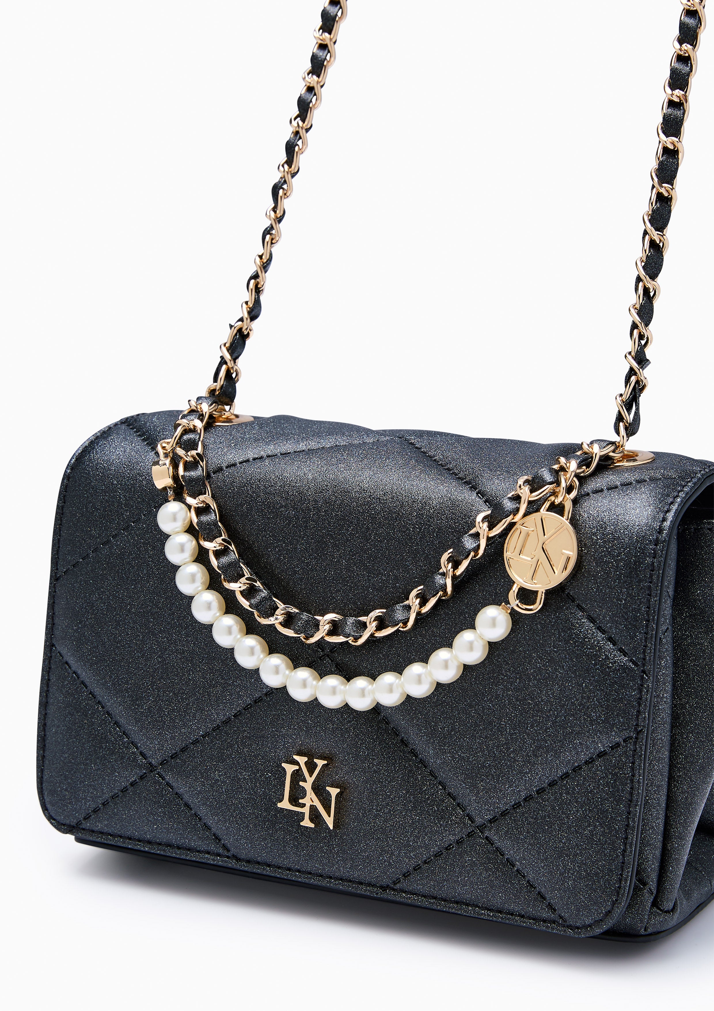 Ferna  Crossbody Bag - Glitter Black