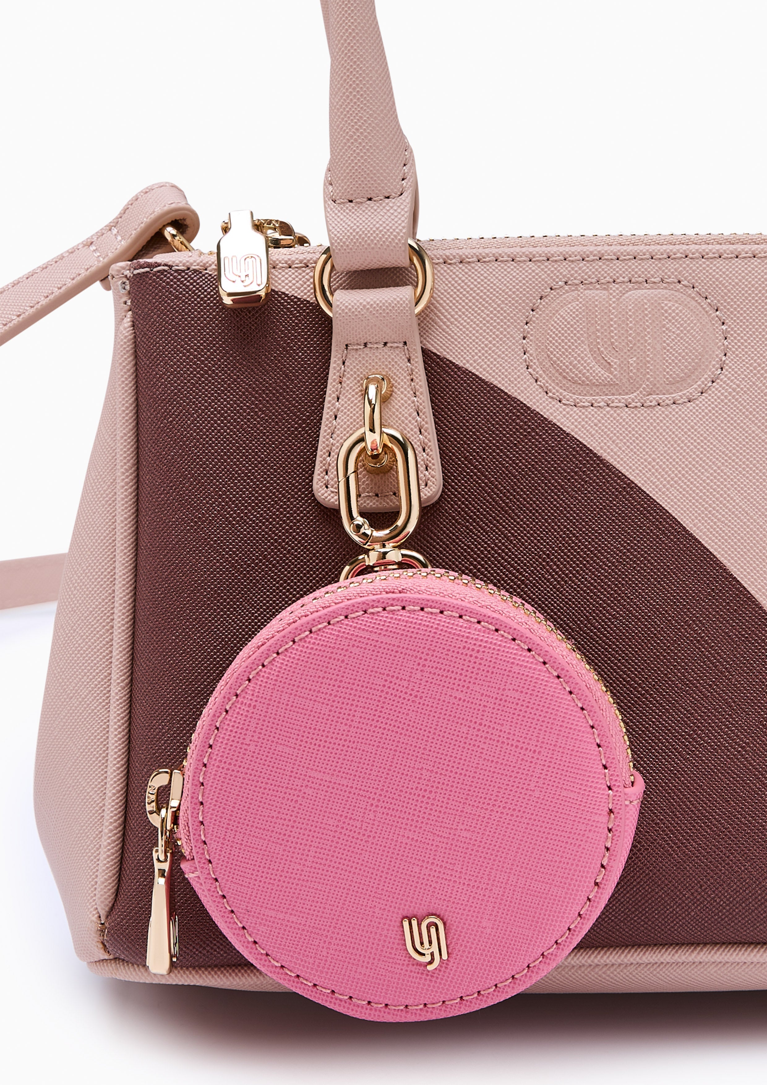 Maddie  W/Pocket Shoulder Bag - Printed Nude