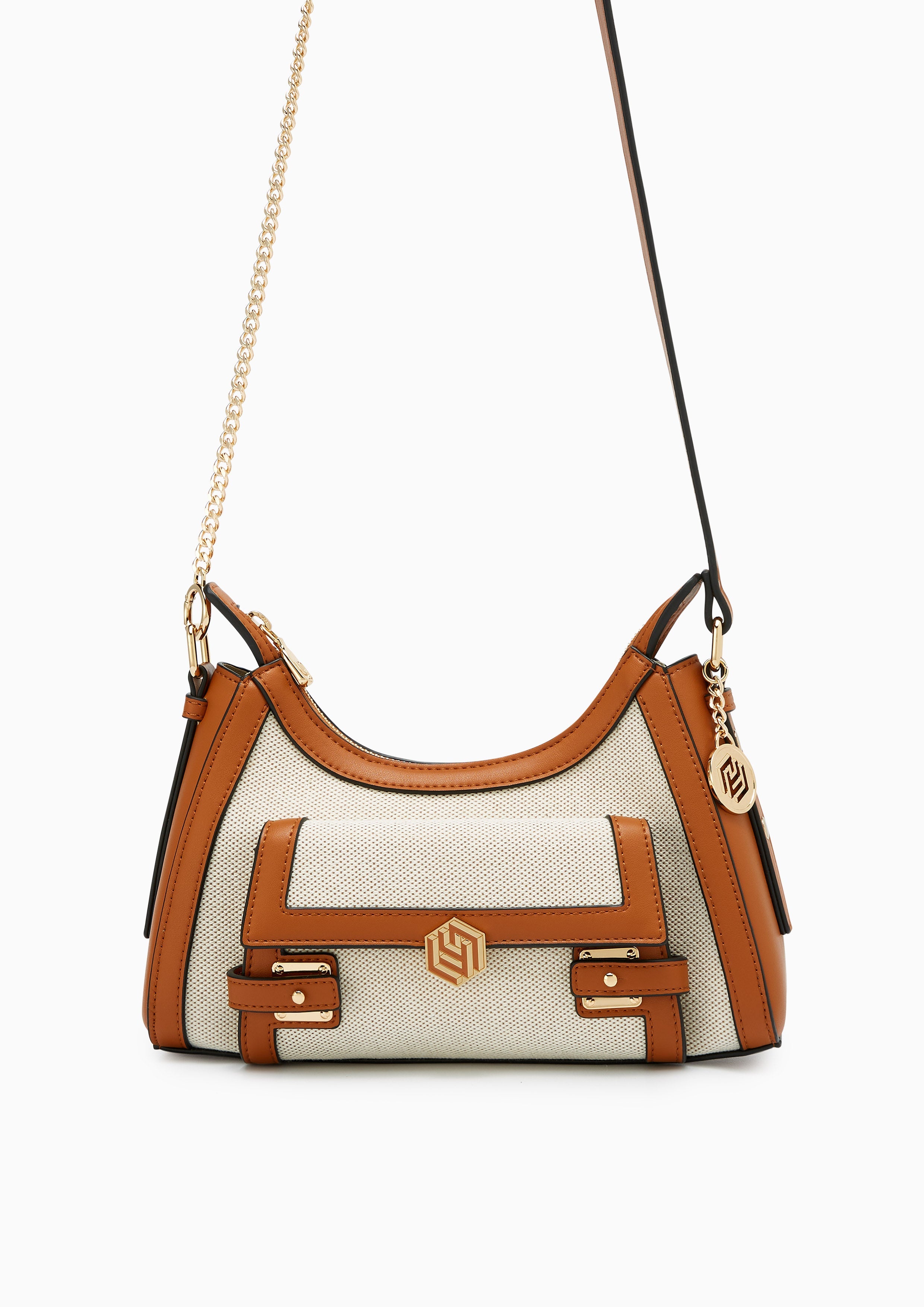 Giselle Canvas  Shoulder Bag - Light Beige