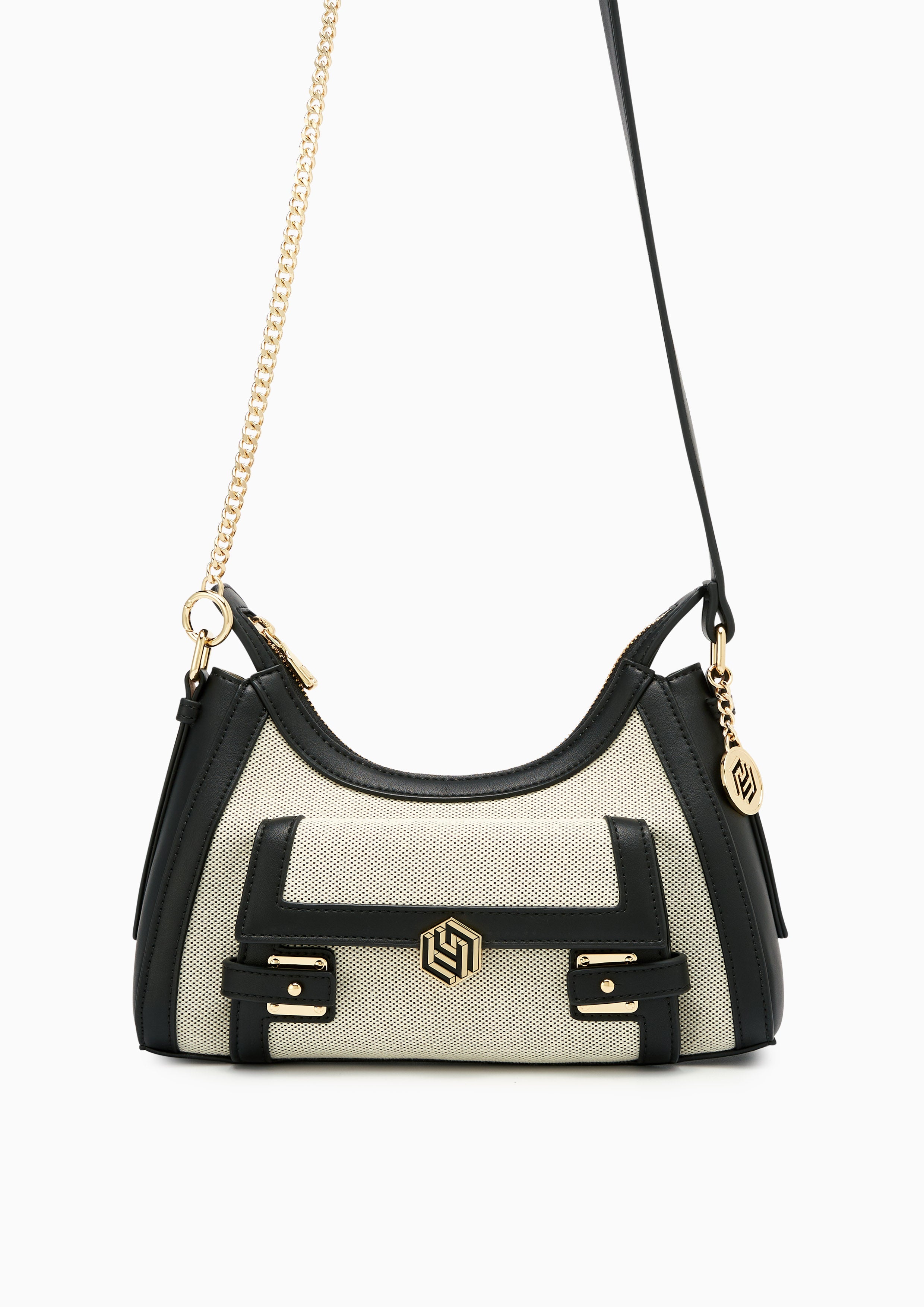 Giselle Canvas  Shoulder Bag - Black