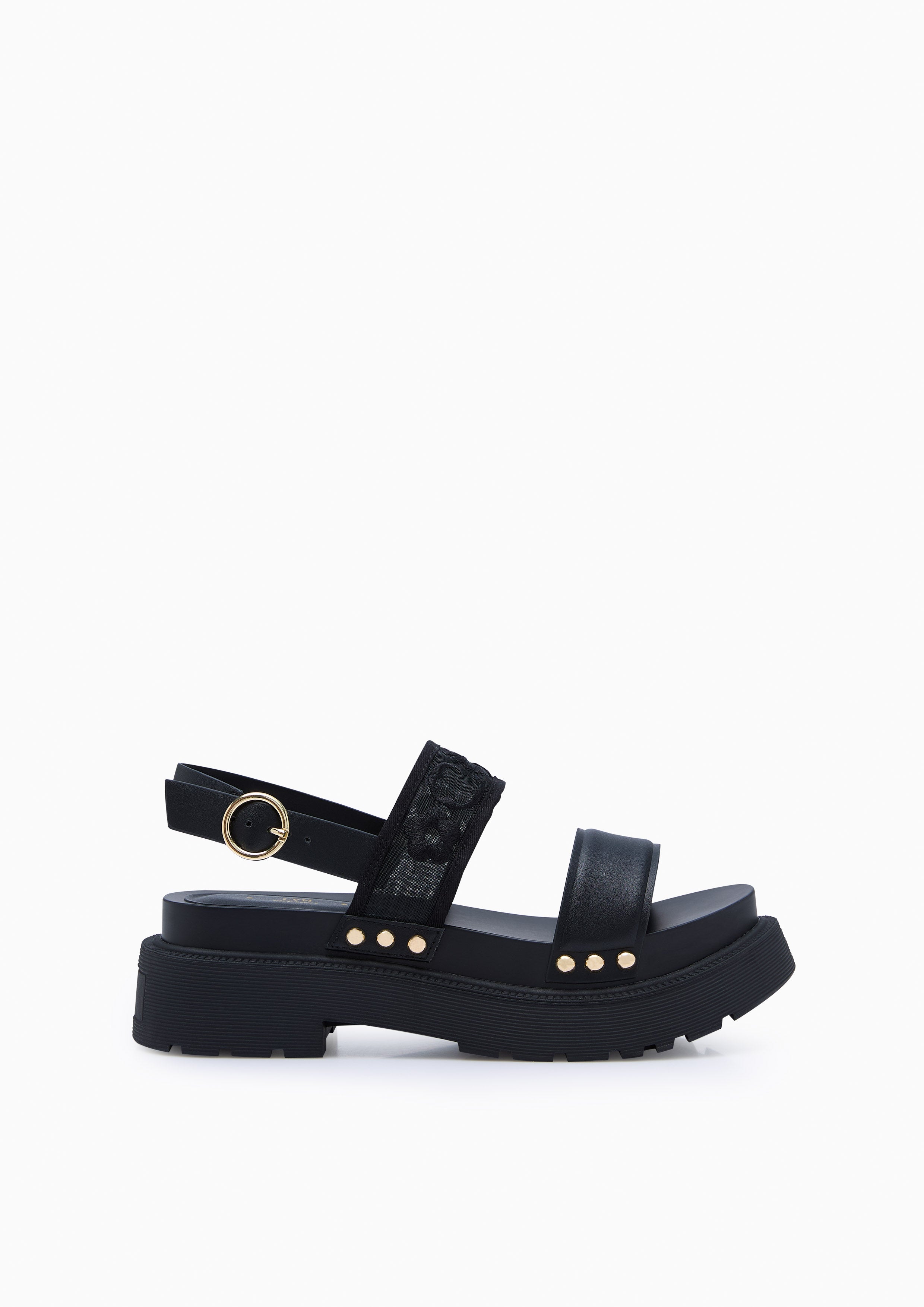 Blossom Sling Back Flats And Sandals - Black