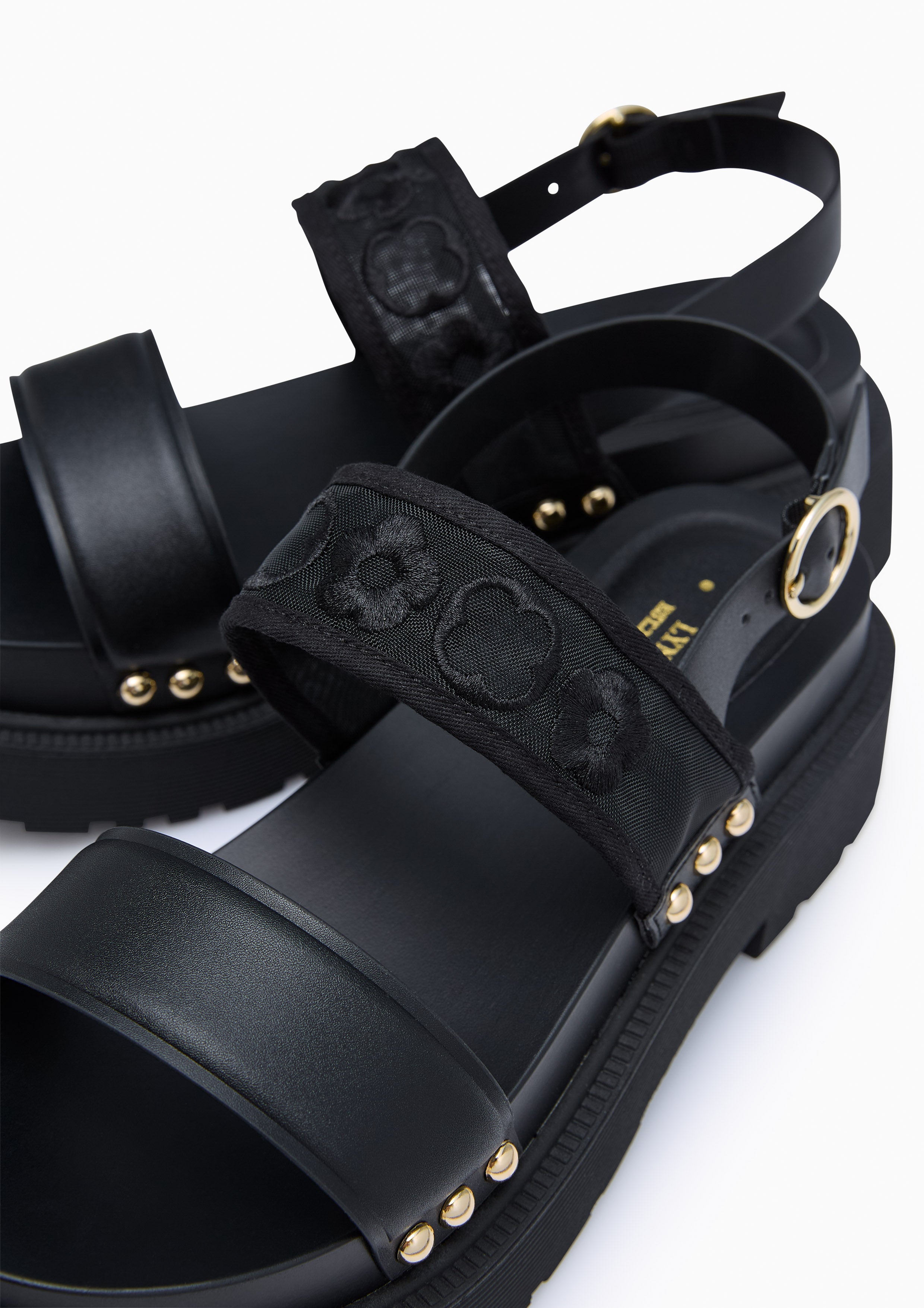 Blossom Sling Back Flats And Sandals - Black