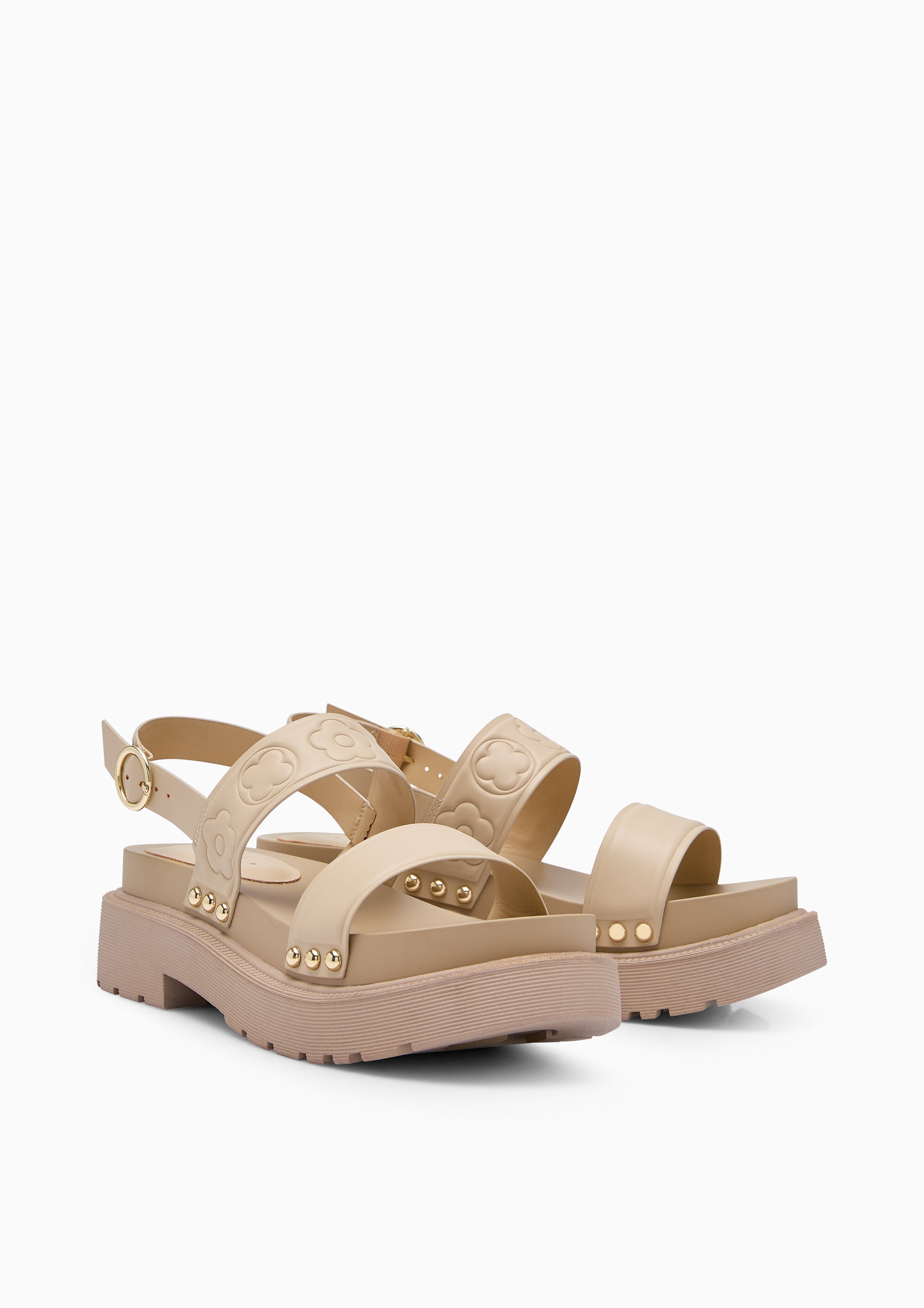 Blossom Sling Back Flats And Sandals - Light Beige