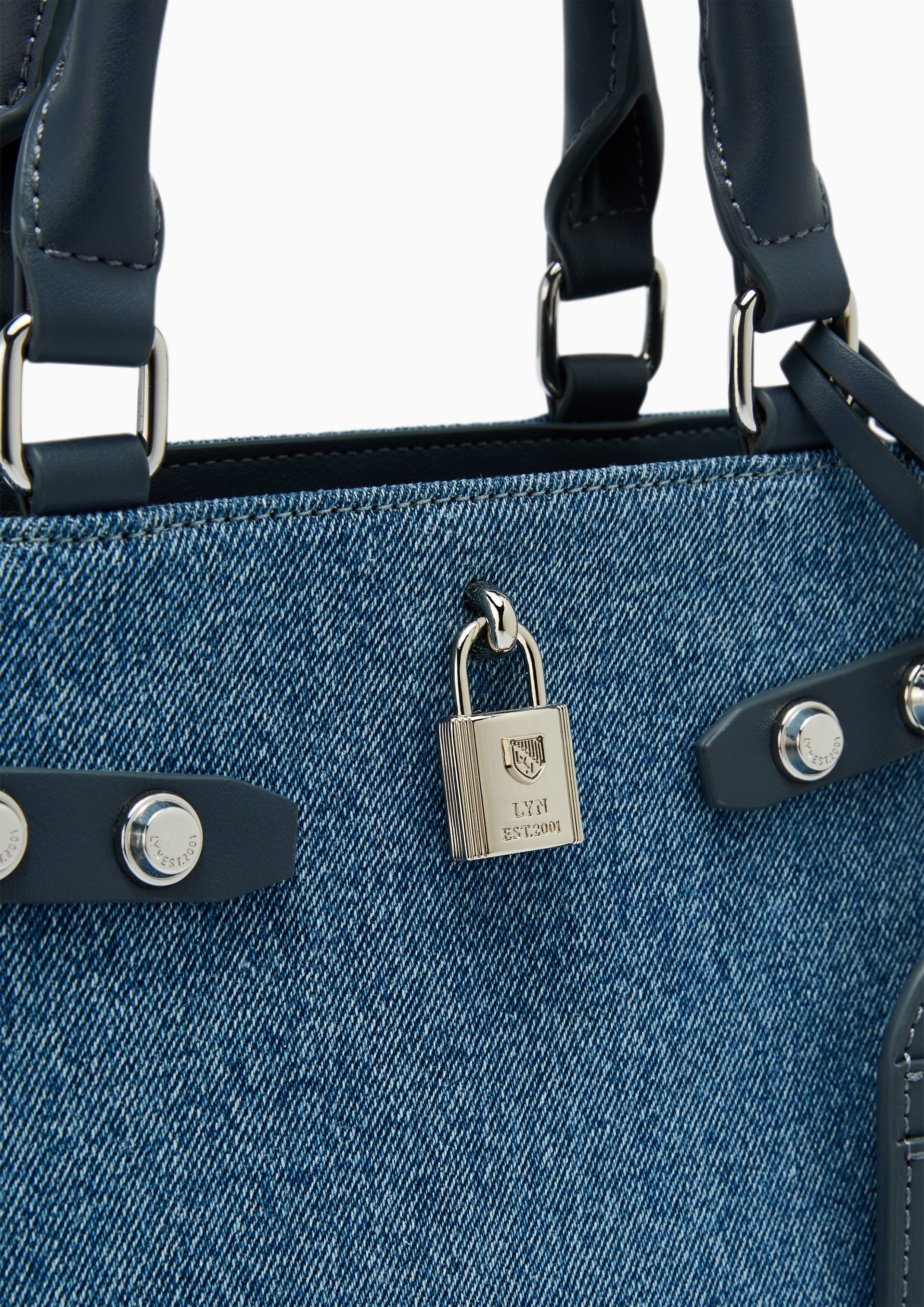 Raff Raw Top Handle L Handbag - Blue Variation 2