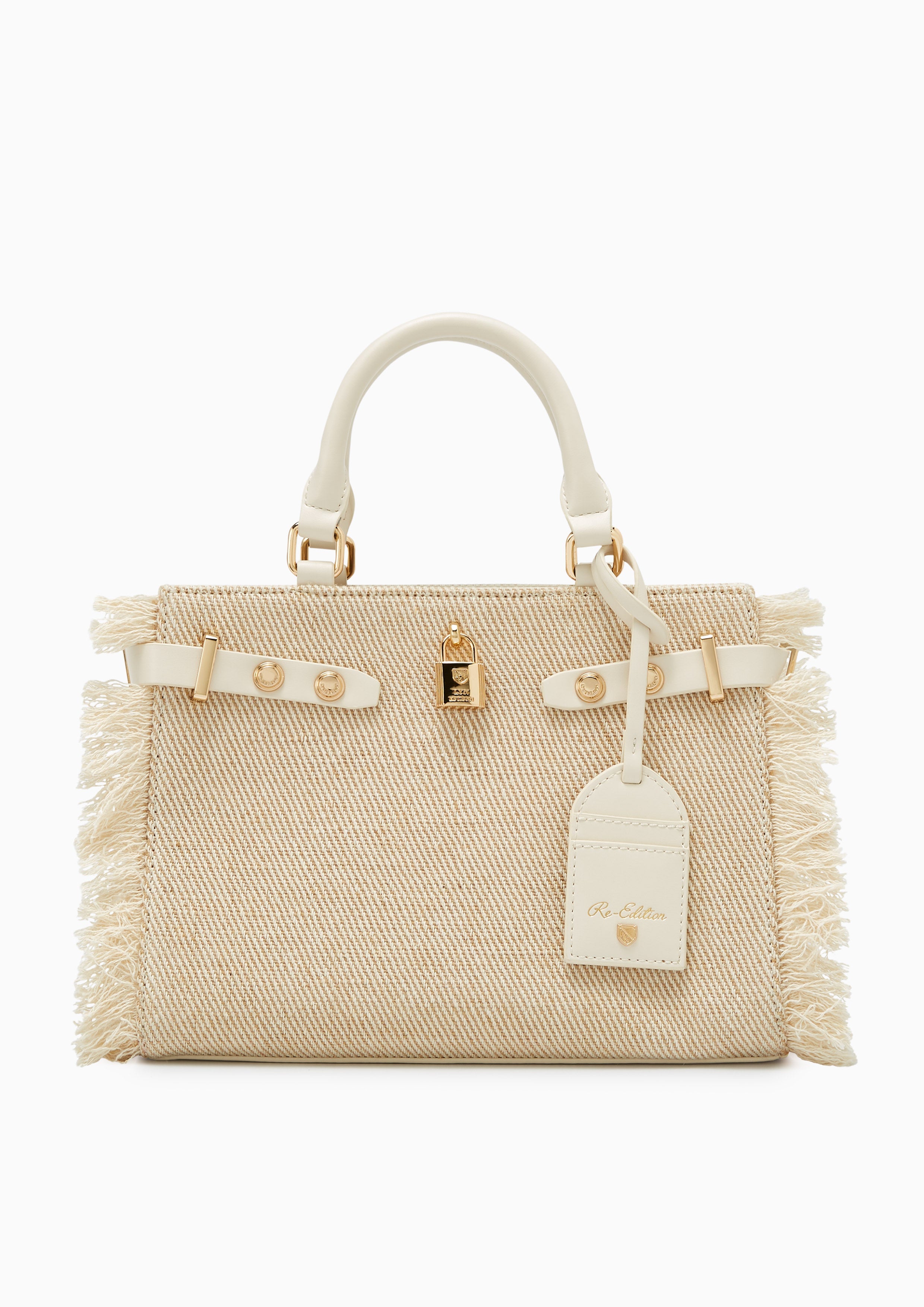 Raff Raw Top Handle L Handbag - Ivory