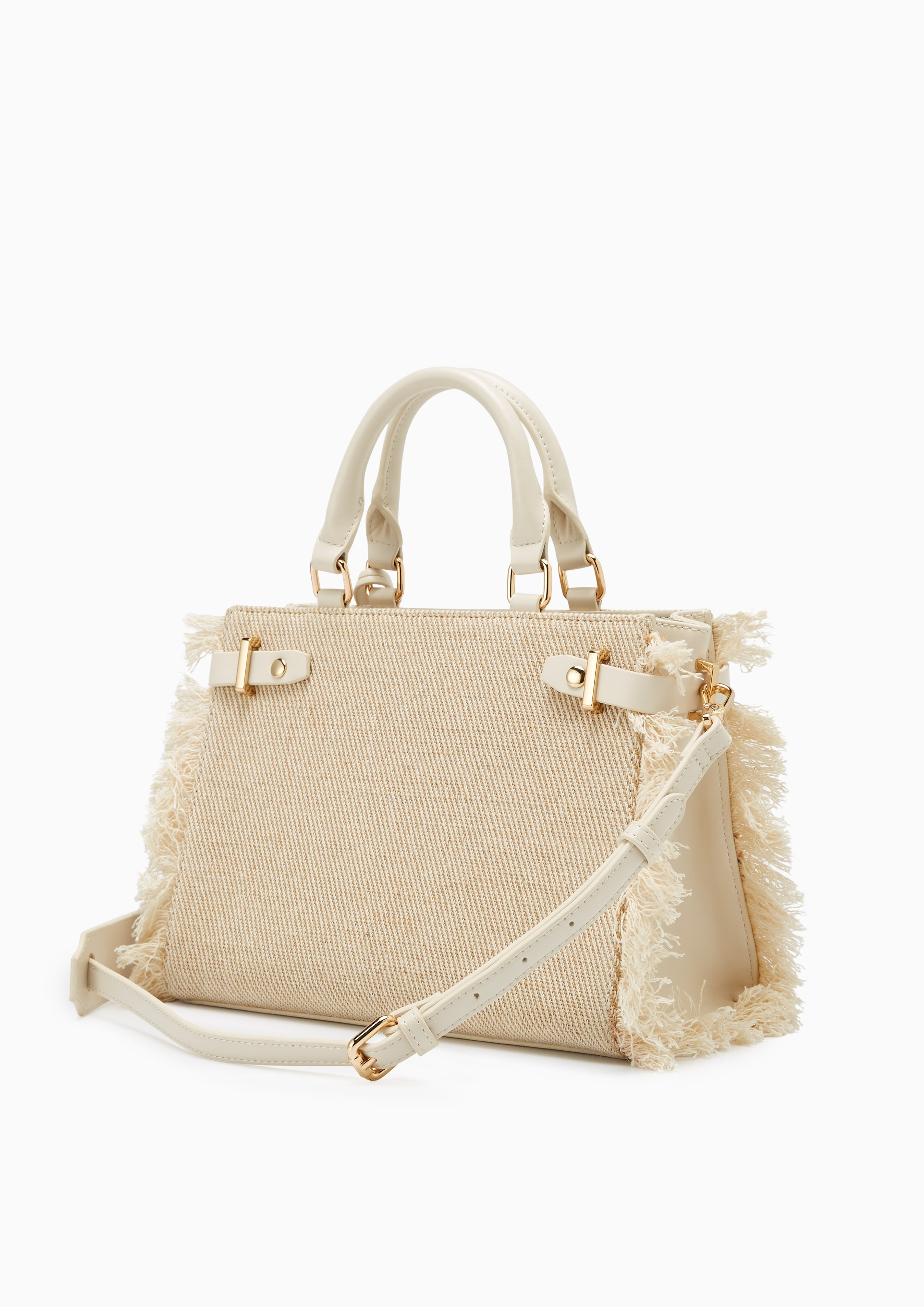 Raff Raw Top Handle L Handbag - Ivory